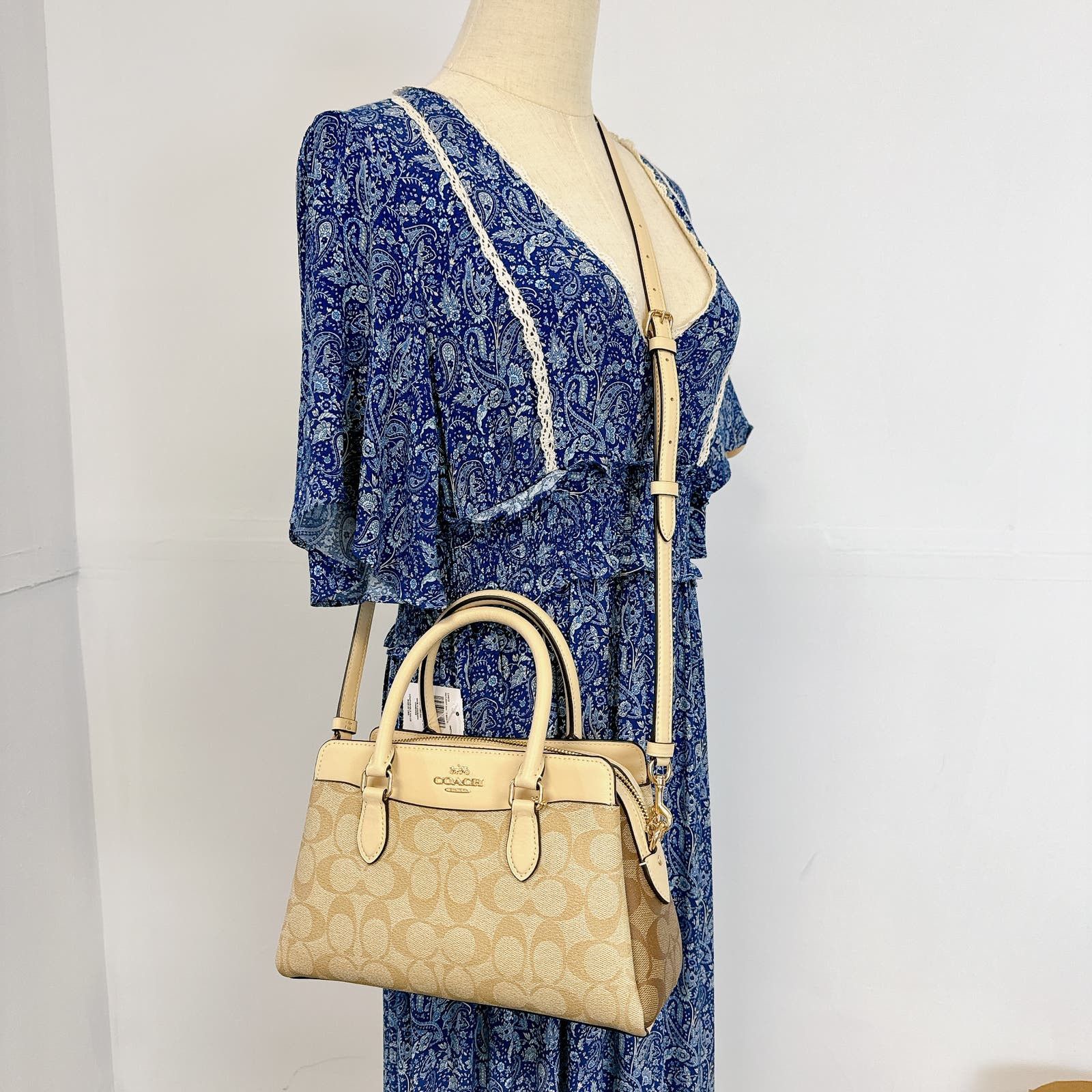 image of Coach Ch503 Mini Darcie Carryall In Blocked Signature, Women's