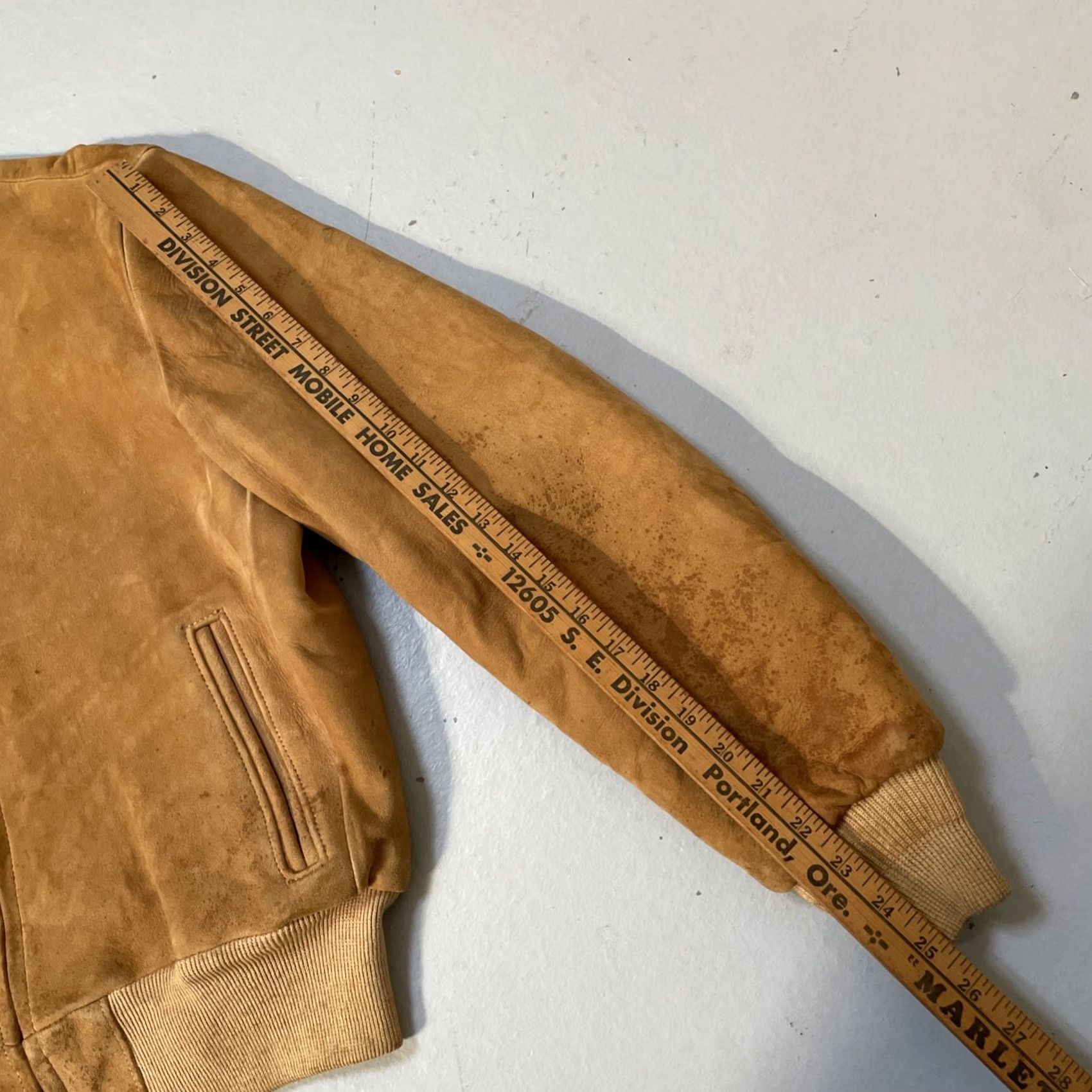 Vintage VINTAGE Brent Suede Leather Distressed Bomber Jacket 40 Brown Leather Zip 1960s Military Biker 60s Unisex Adults Mens Womens Size US XXS / EU 40 - 5 Thumbnail
