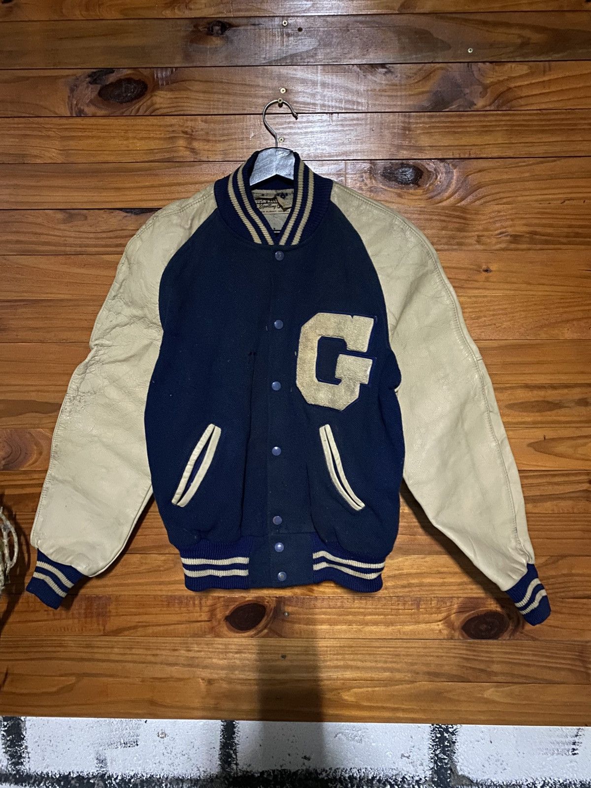 Vintage Vintage 1940s–1950s Bush–Keller Varsity Jacket Navy Wool Size US S / EU 44-46 / 1 - 3 Thumbnail
