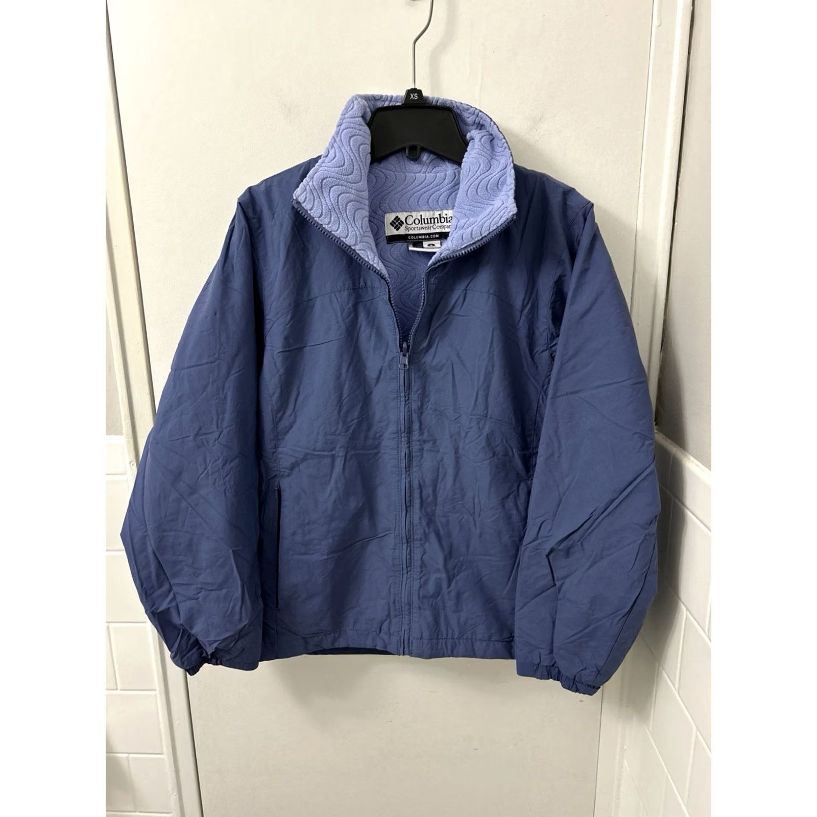 Vintage Columbia Jacket Womens S Blue Lined Full Zip Windproof All Seasons Fleece Lined Pocket Logo L/S Short Vintage No Size S / US 4 / IT 40 - 2 Thumbnail