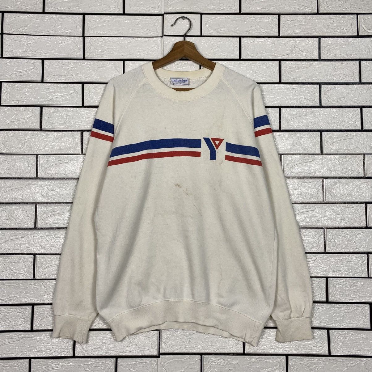 Japanese Brand 📌Vintage Sweatshirt YMCA Striped Design Issey Miyake Size US L / EU 52-54 / 3 - 2 Thumbnail