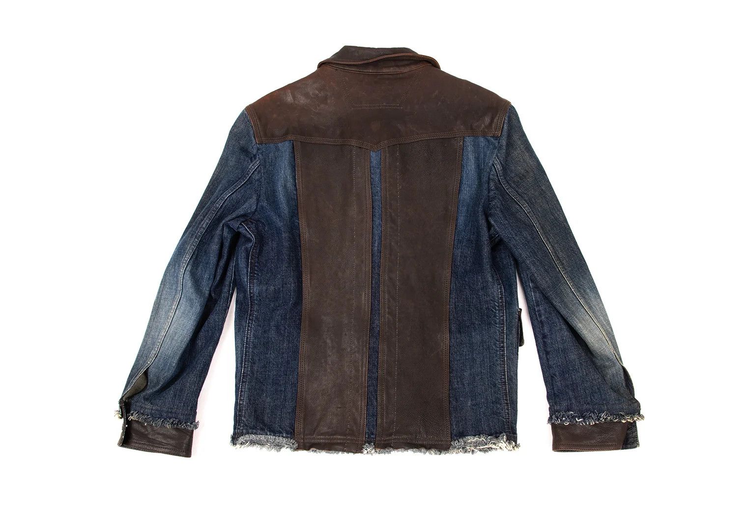 Dolce & Gabbana Cut Design Leather-Trim Denim Jacket Indigo Size M Size US M / EU 48-50 / 2 - 14 Thumbnail