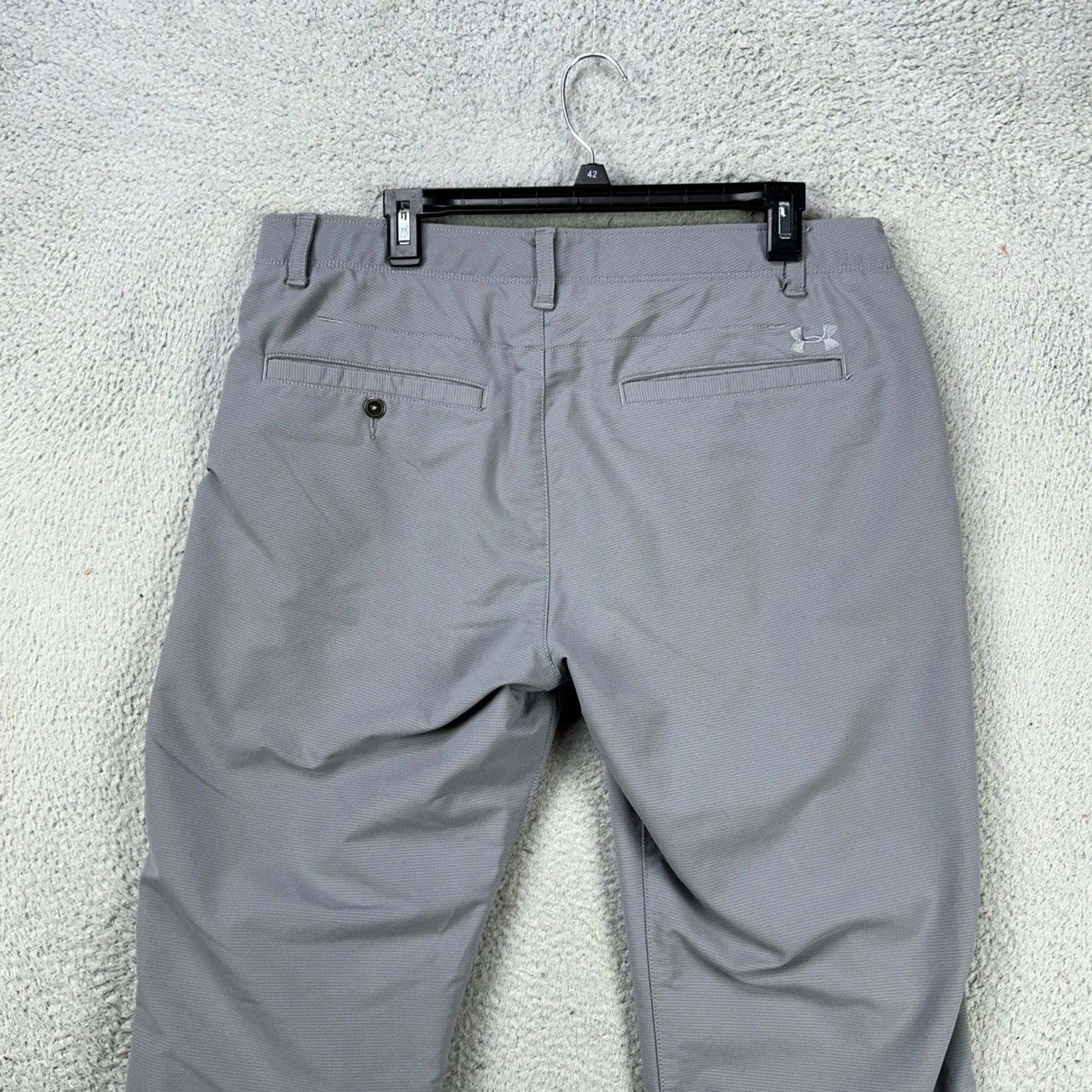 Under Armour Under Armour Men Golf Chino Pants 36X32 Gray Flat Front Performance Straight Leg Size US 36 / EU 52 - 3 Thumbnail