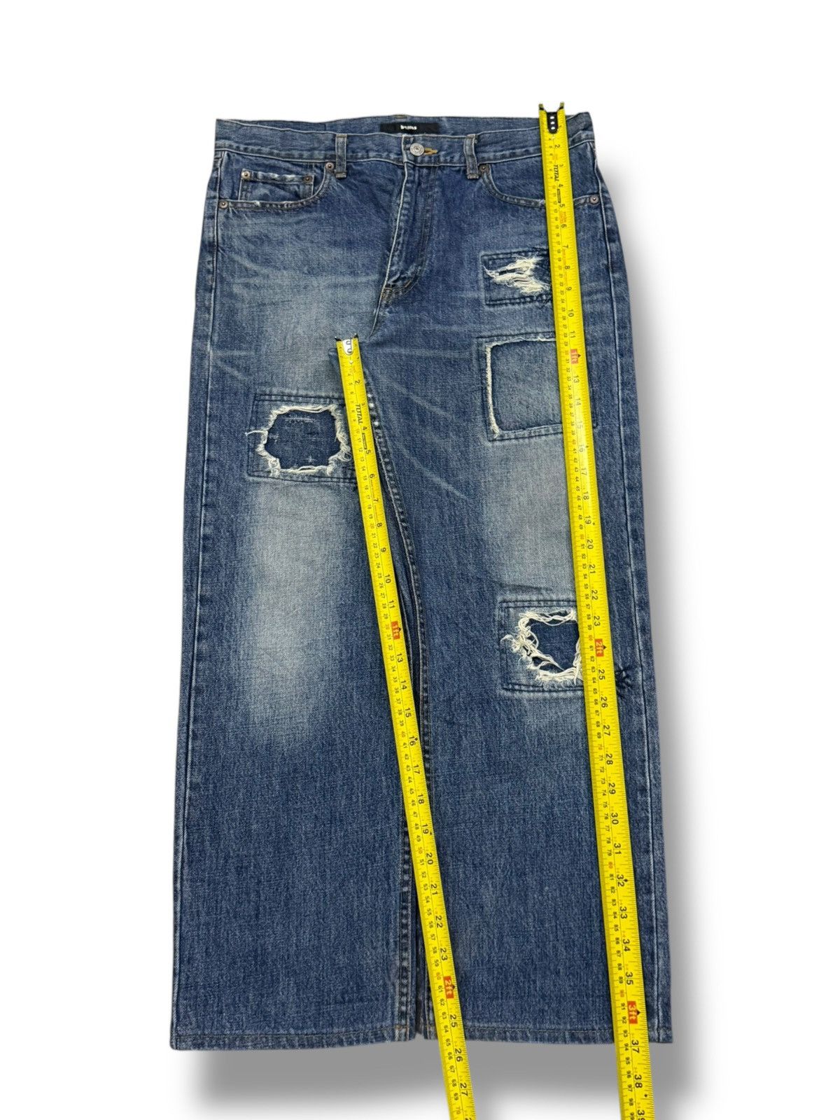 Beams Plus Vintage BEAMS Tokyo Distressed Patchwork Denim Jeans Japan Size US 34 / EU 50 - 15 Thumbnail