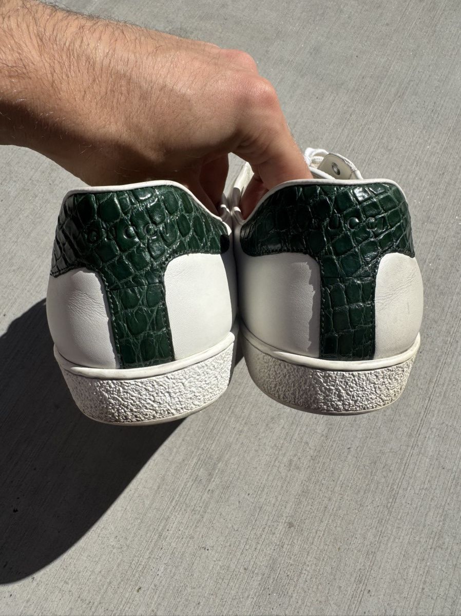 Gucci GUCCI ACE CLASSIC SNEAKERS WHITE GREEN RED WEB LEATHER 12 G Size US 13 / EU 46 - 4 Thumbnail