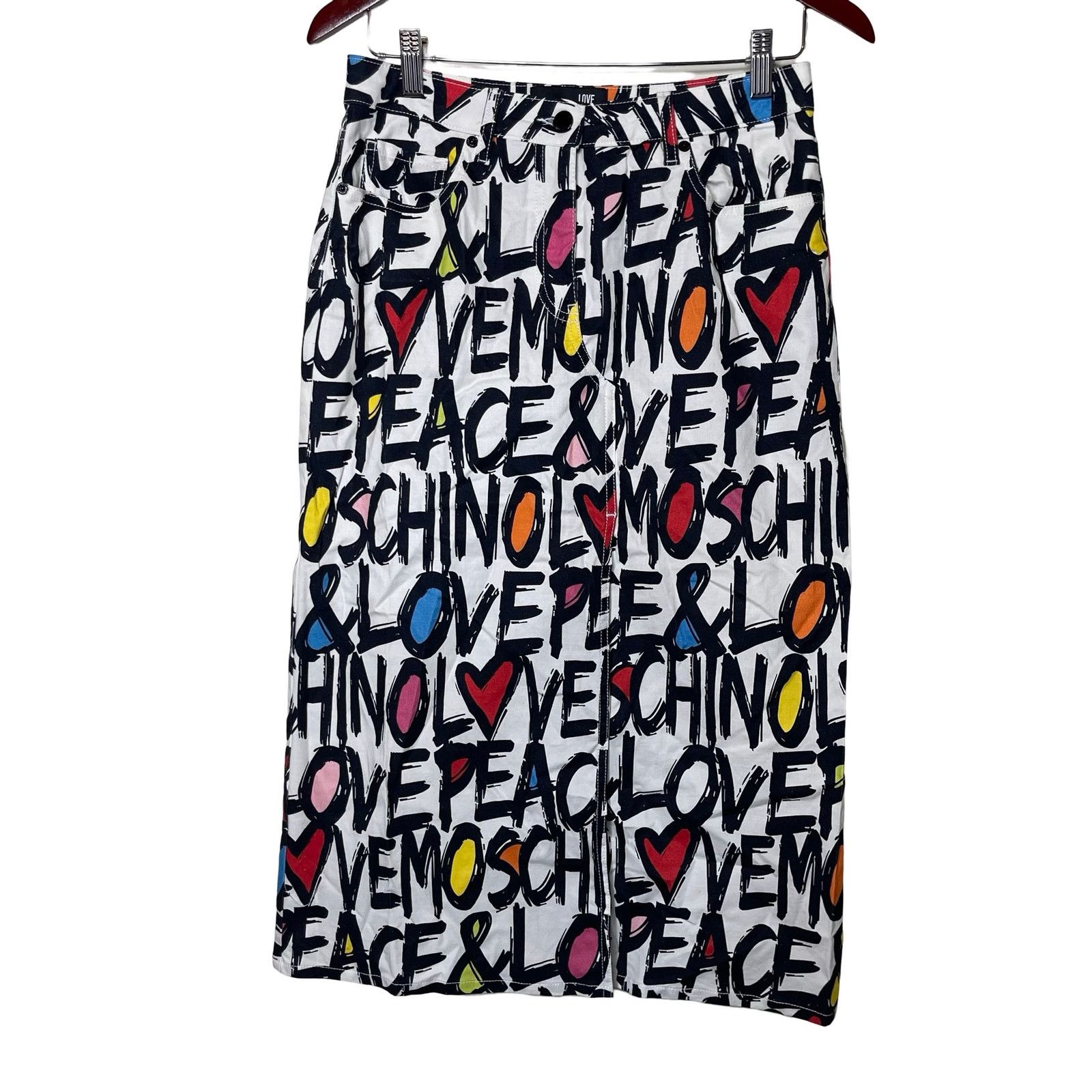 Love Moschino Love Moschino Love & Piece white midi pencil skirt Size 27" / US 4 / IT 40 - 1 Thumbnail