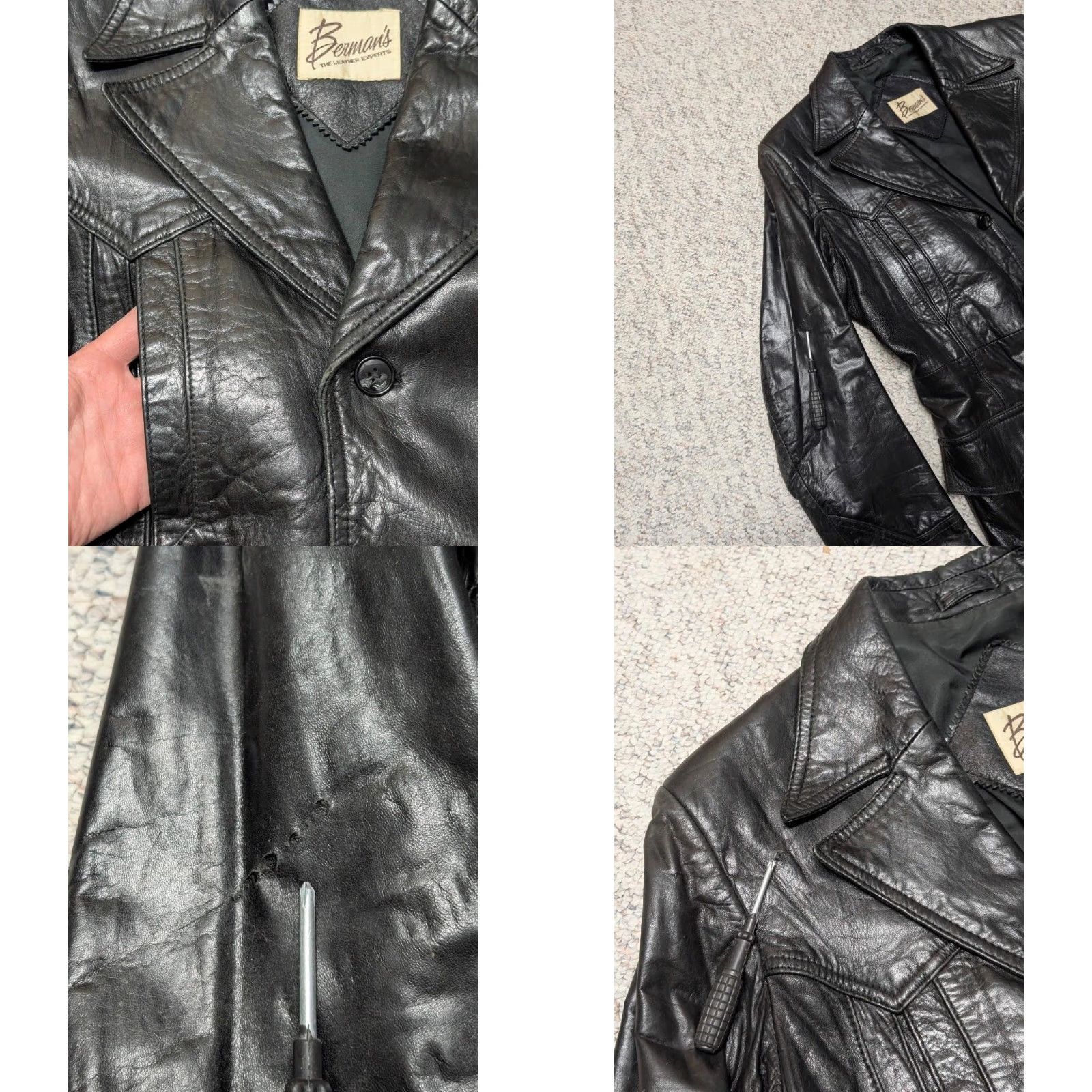 Vintage VINTAGE WESTERN LAMBSKIN Leather Coat S Men 36-38 Black Berman's Coat Cowboy 1970s Size US S / EU 44-46 / 1 - 8 Thumbnail