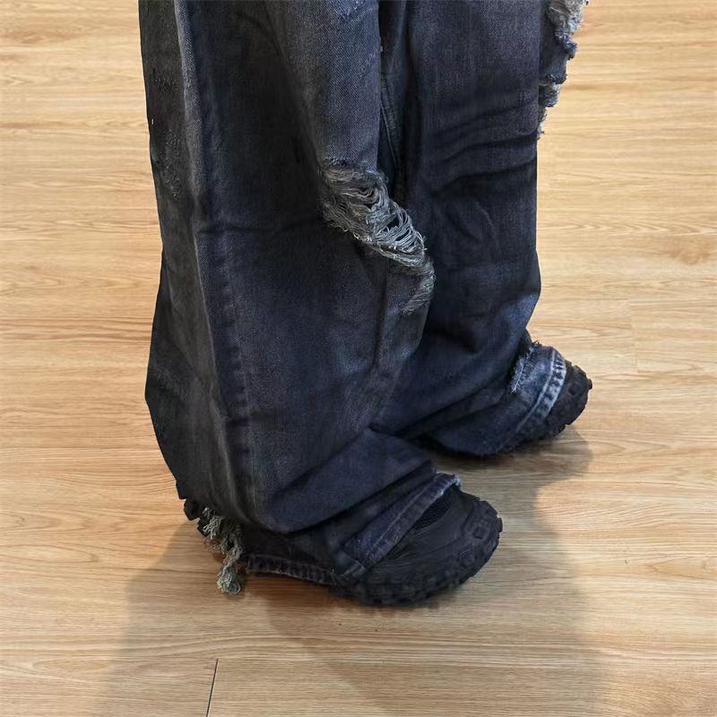Japanese Brand × Jean Retro washed distressed graffiti washed dirty dyed jeans Size US 32 / EU 48 - 5 Thumbnail