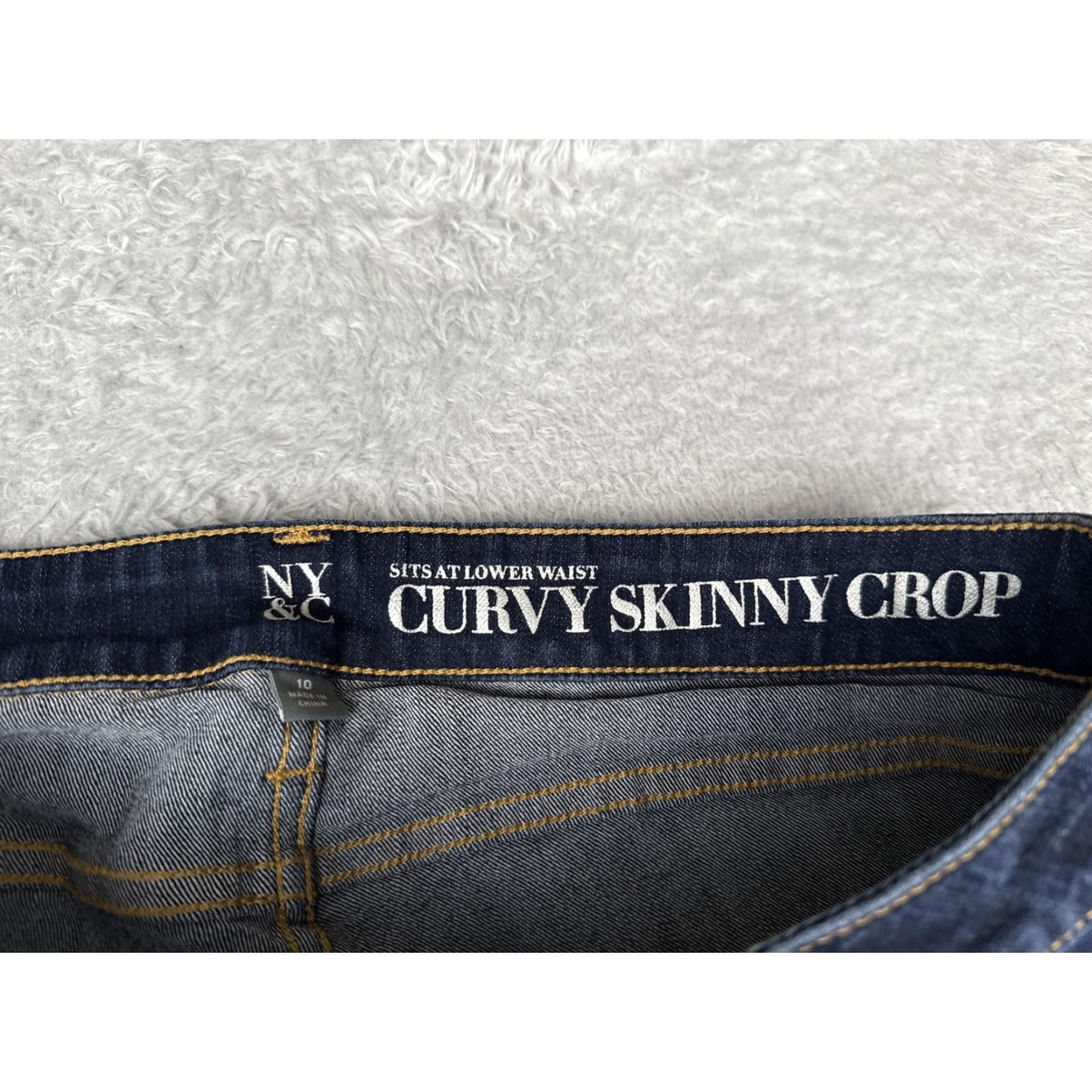 Vintage New York & Company Jeans Womens 10 Blue Curvy Skinny Crop Cuffed Stretch Denim Size 32" / US 10 / IT 46 - 6 Thumbnail