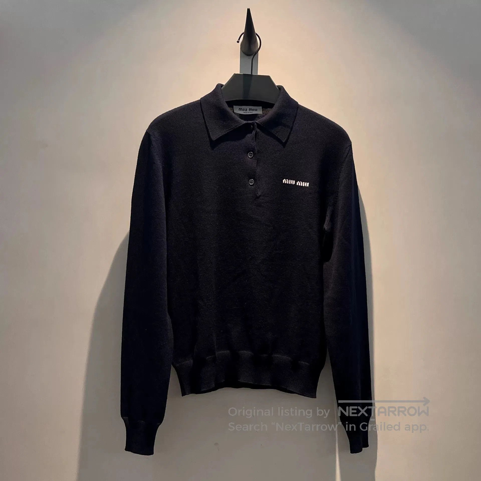Miu Miu Miumiu Cashmere Polo Sweater in Dark Blue. Size XS / US 0-2 / IT 36-38 - 1 Thumbnail
