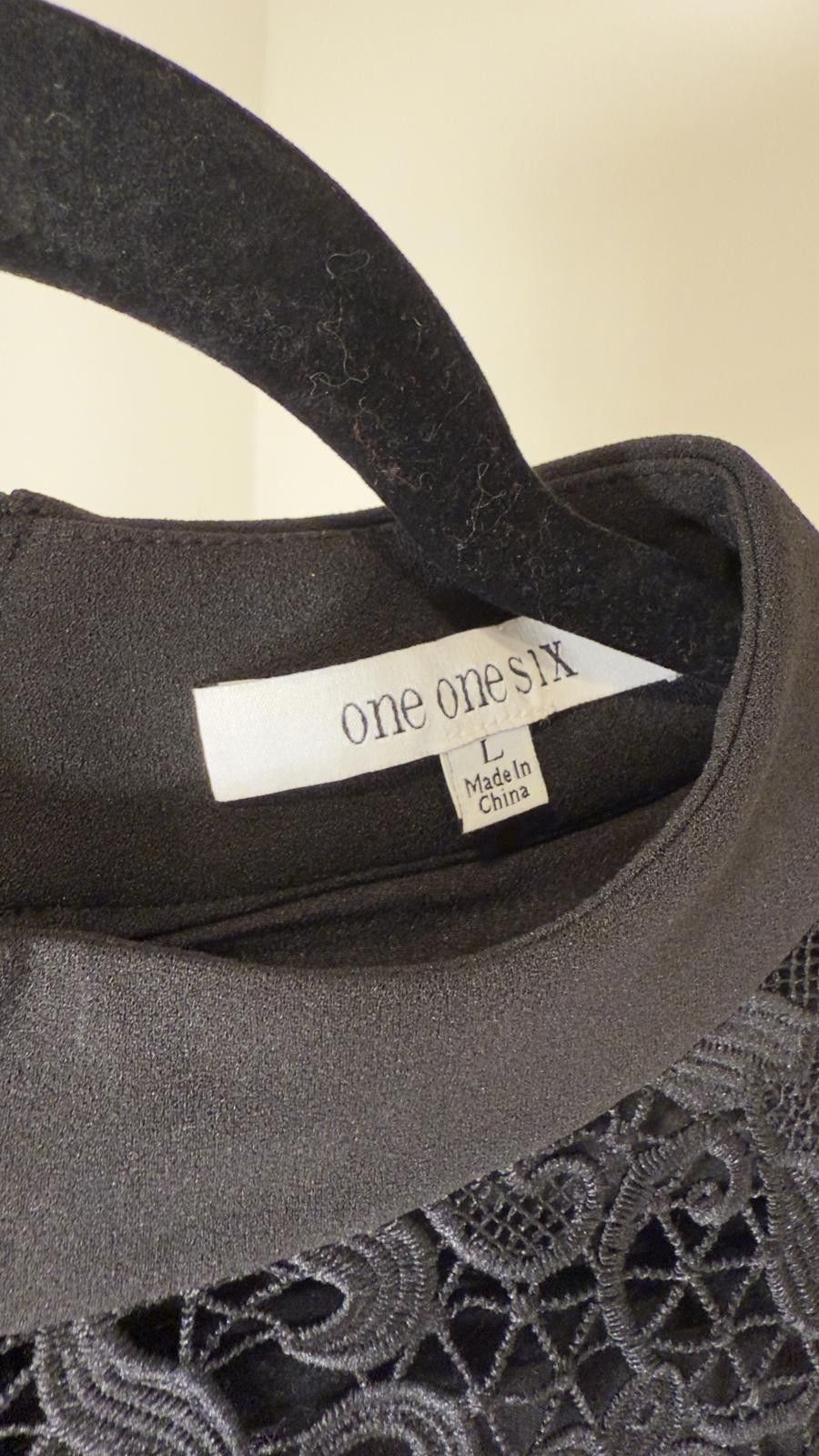 Designer Elegant One One Six Black Lace Detail Dress Size L / US 10 / IT 46 - 3 Thumbnail