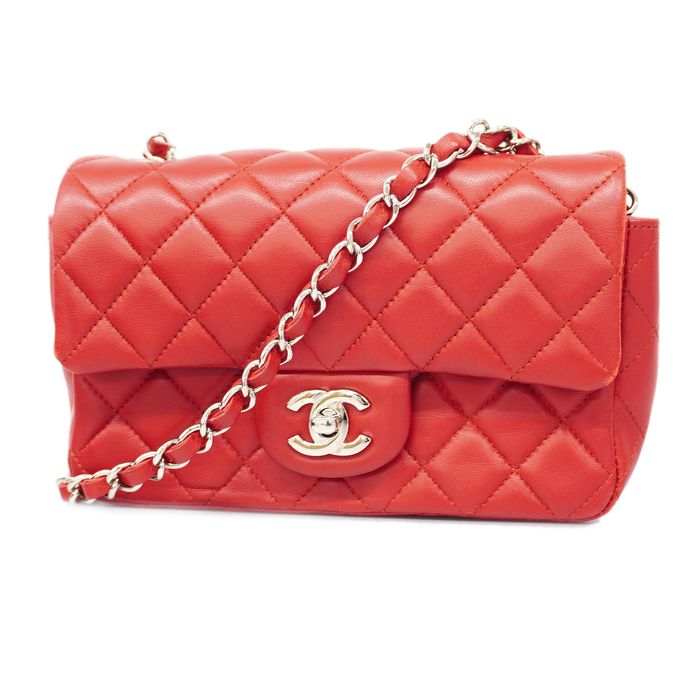 Chanel Auth Chanel Matelasse W Flap W Chain Shoulder Bag Lambskin