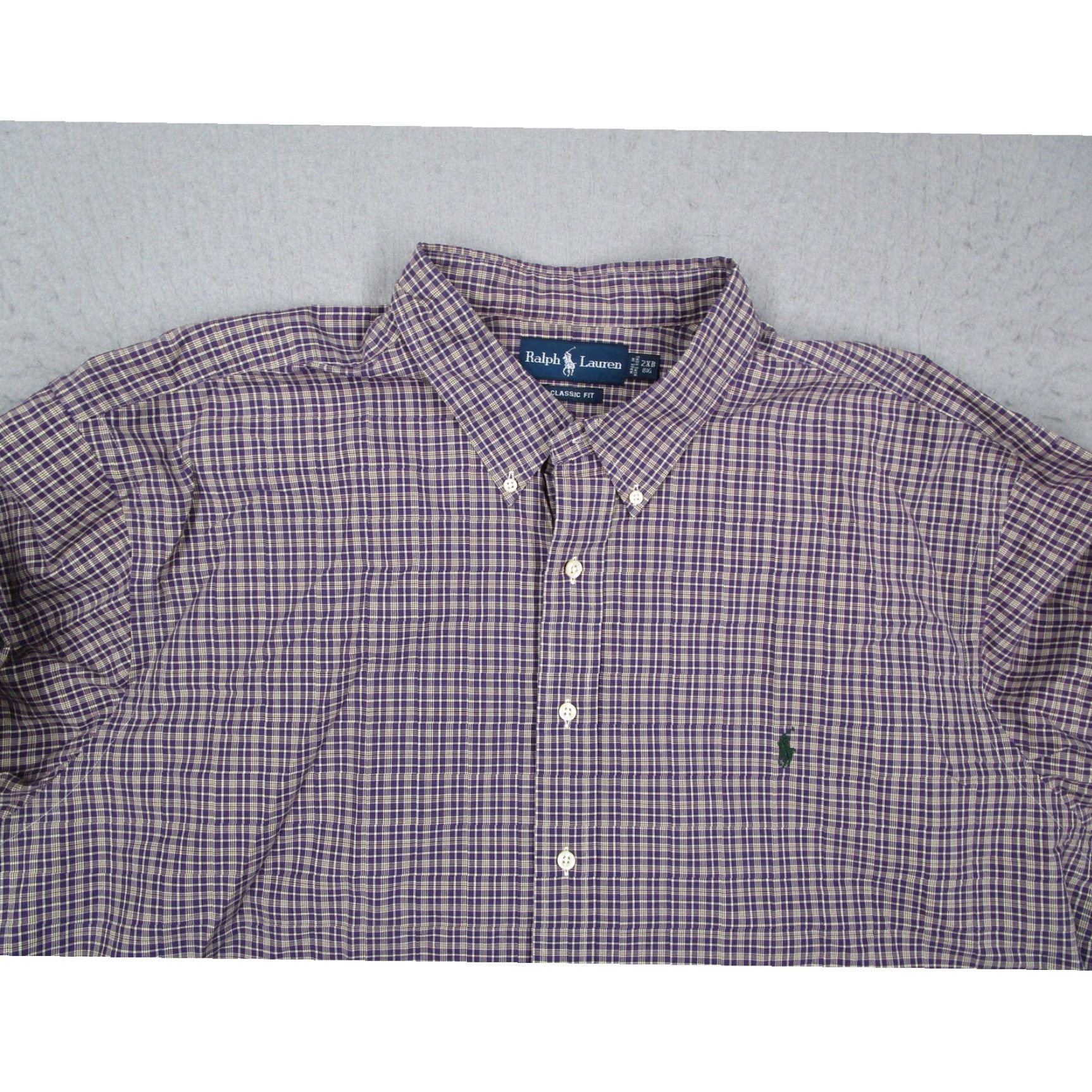 Ralph Lauren Ralph Lauren Button-Down Shirt Mens Big & Tall Purple Check Cotton Classic Fit Size US XXL / EU 58 / 5 - 2 Thumbnail