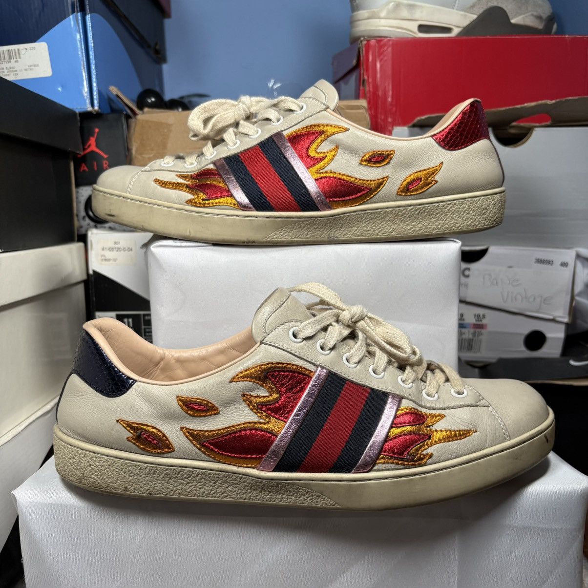Gucci Gucci Ace Flame Sneaker White Shoes | Grailed
