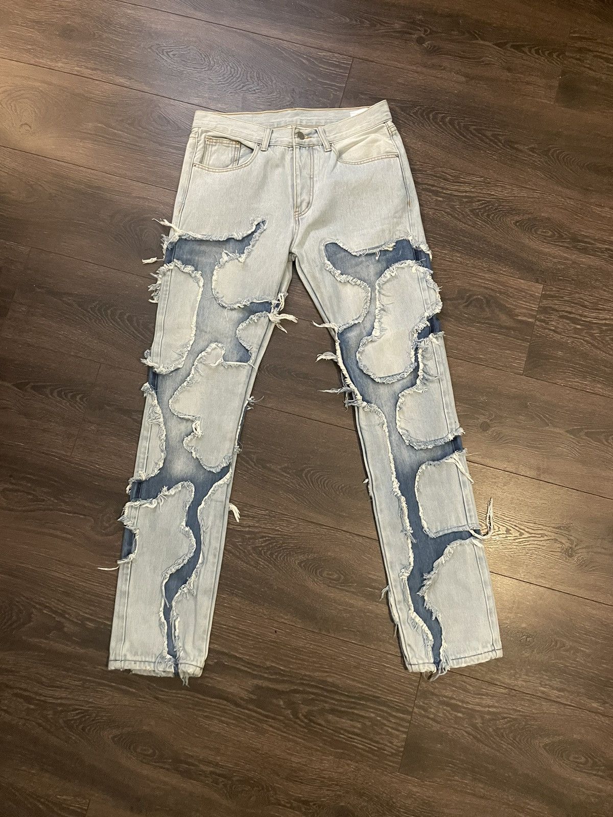 Japanese Brand × MNML D423 Cracked Straight Denim - Blue Size US 31 - 1 Thumbnail