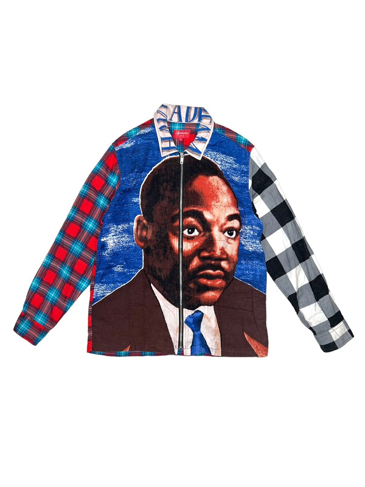 image of Supreme Mlk Zip Up Flannel Shirt, Men's (Size Medium)