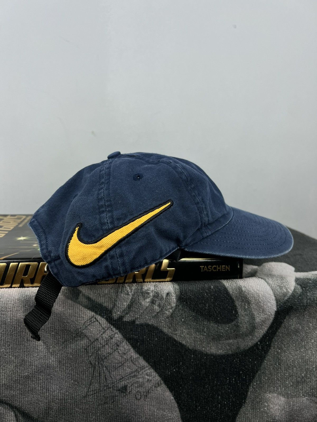 Nike × Vintage Nike Vintage Archived Cap Big Swoosh Embroidered Logo navy Size ONE SIZE - 1 Thumbnail