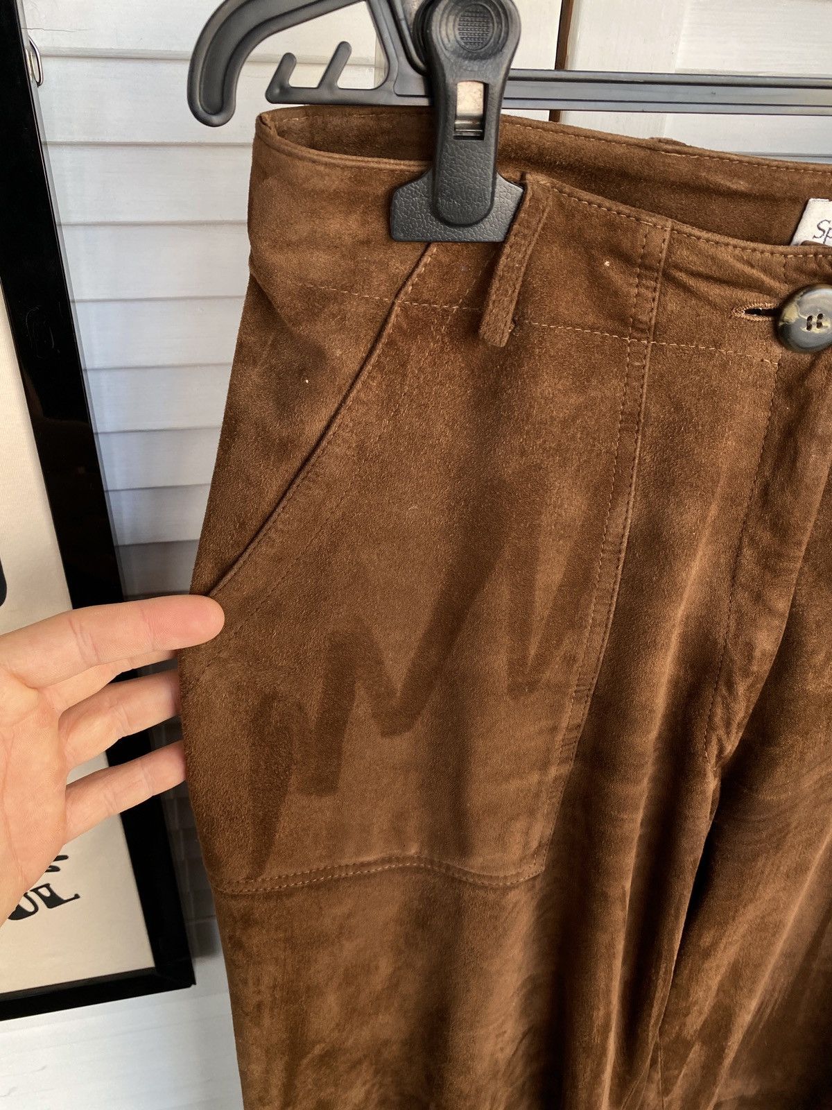 Designer × Vintage Vintage Sprung Freres Luxury Suede Leather Wide Leg Pants Size 27" / US 4 / IT 40 - 10 Thumbnail