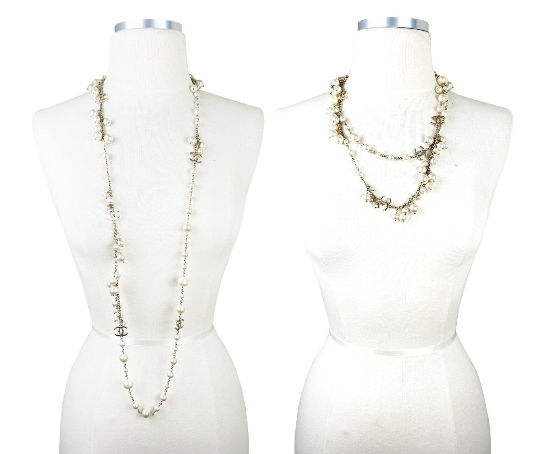 Chanel Chanel Gold Scratchy CC Dangling Pearl Pearl Necklace Size ONE SIZE - 2 Thumbnail