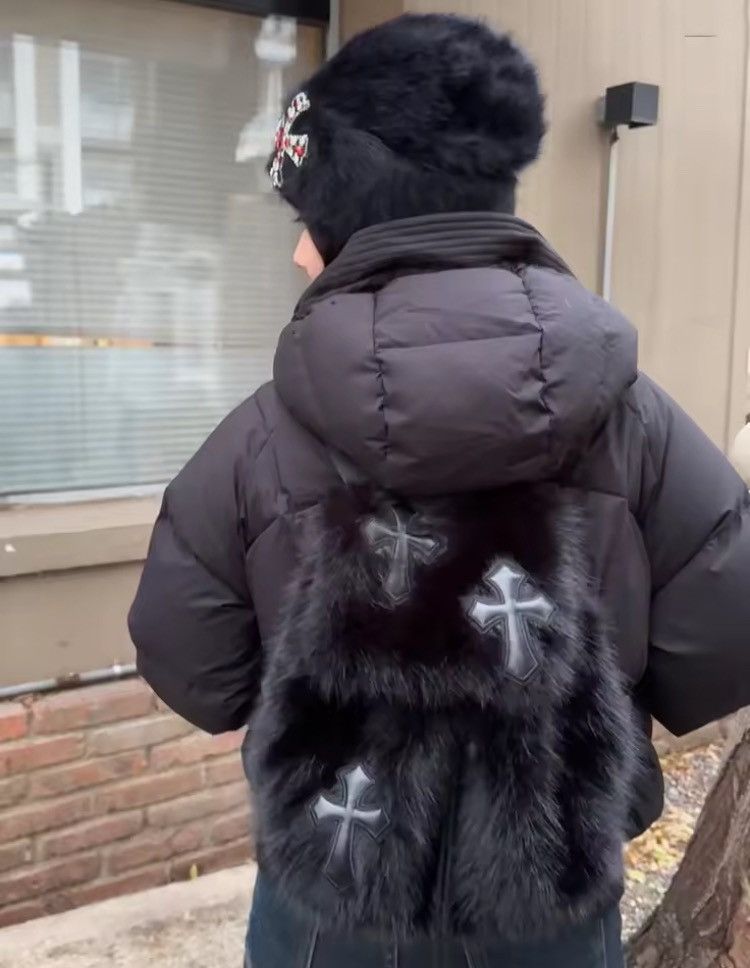 Other Y2K Plush Faux Fur Cross Backpack Unisex Size ONE SIZE - 3 Thumbnail