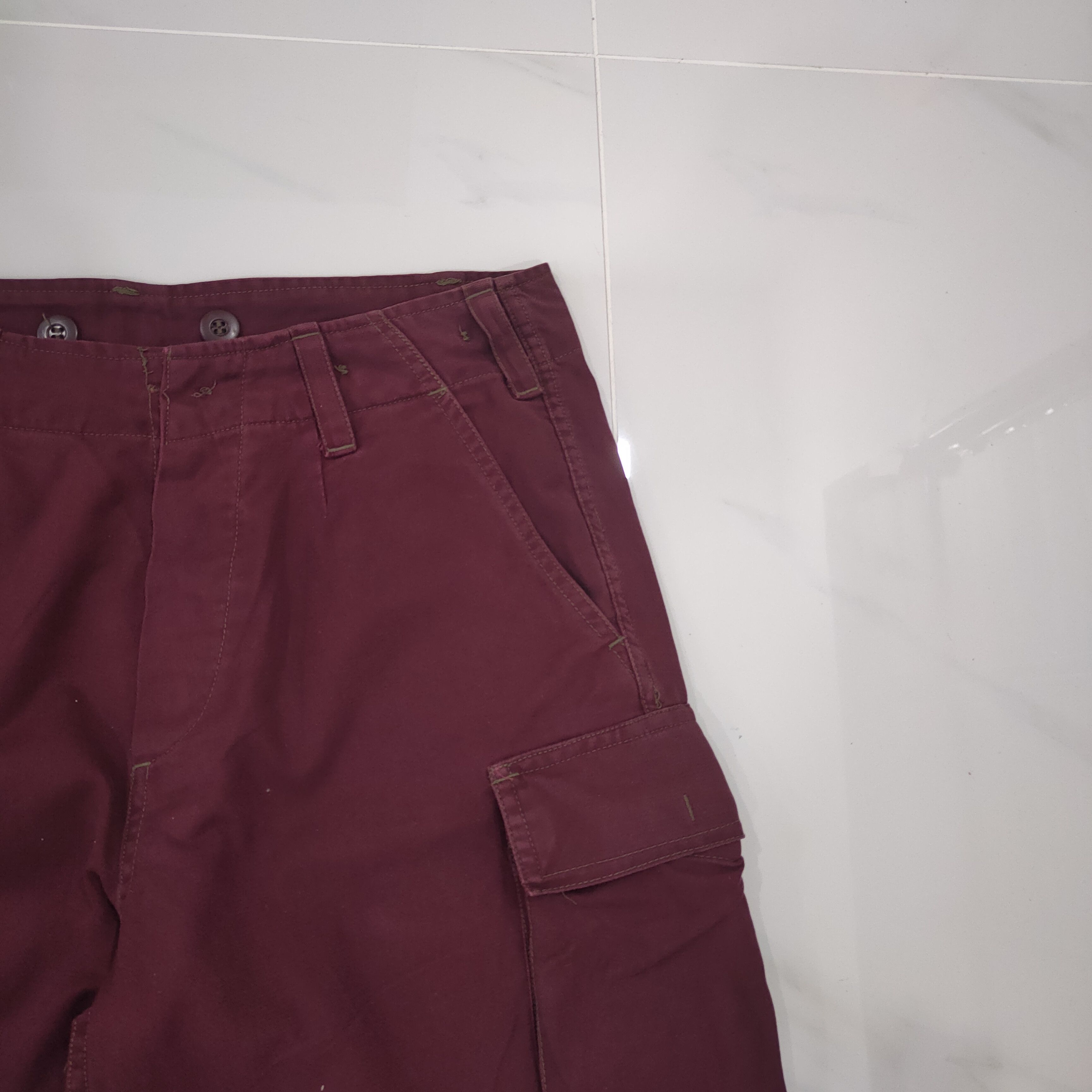 Japanese Brand VINTAGE BUTTON FLY MAROON BAGGY CARGO PANTS Size US 30 / EU 46 - 6 Thumbnail