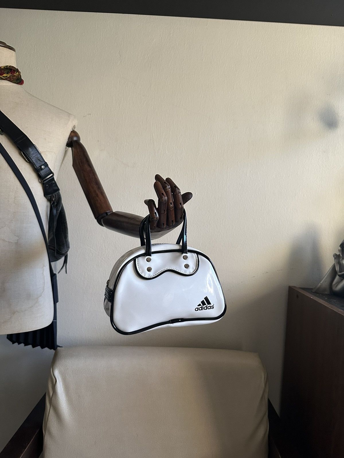 2000S Adidas Jfa Mini Duffel Bag in White, Women's