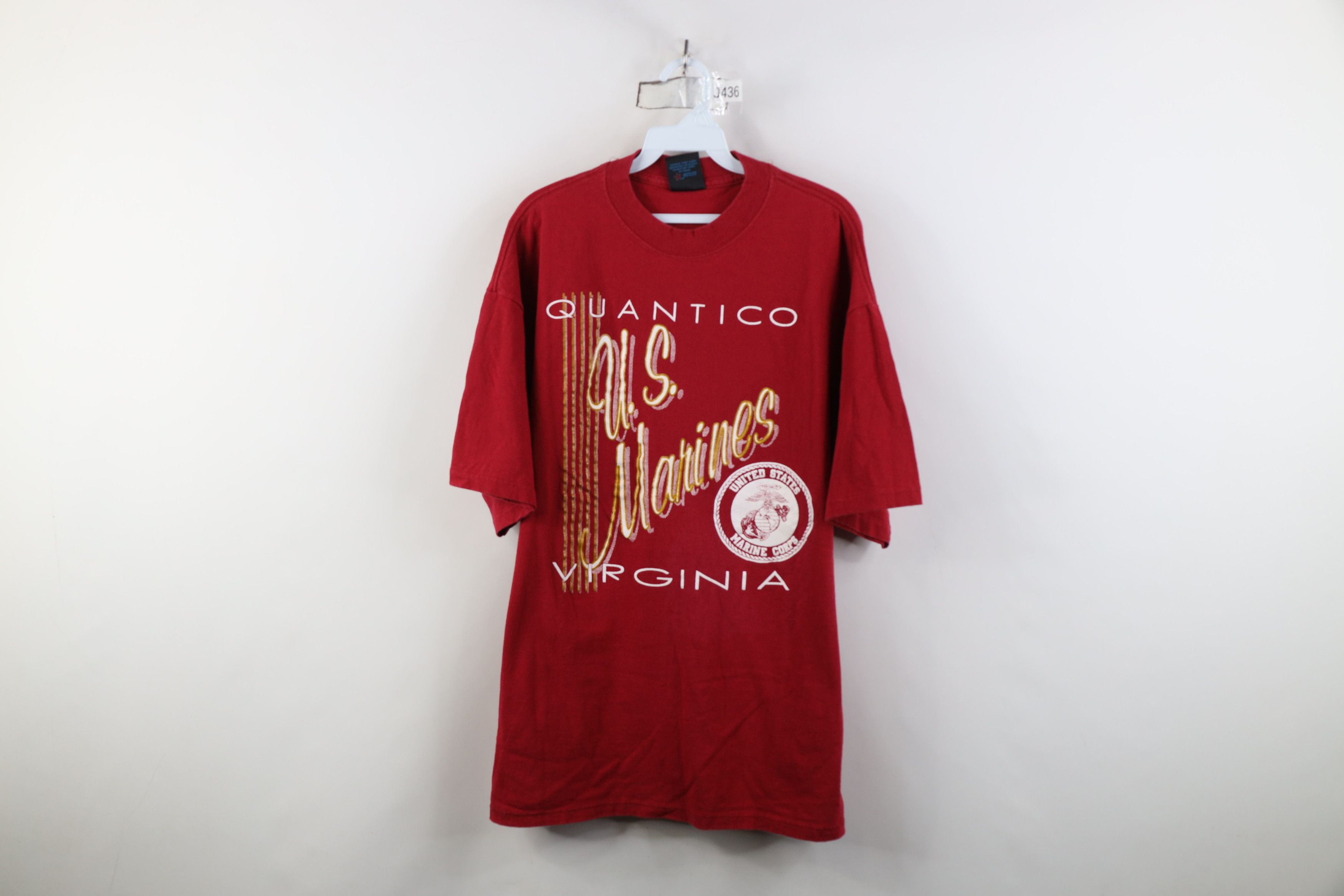 Vintage Vintage 90s Marines Quantico Short Sleeve T-Shirt USA Size US XL / EU 56 / 4 - 1 Thumbnail
