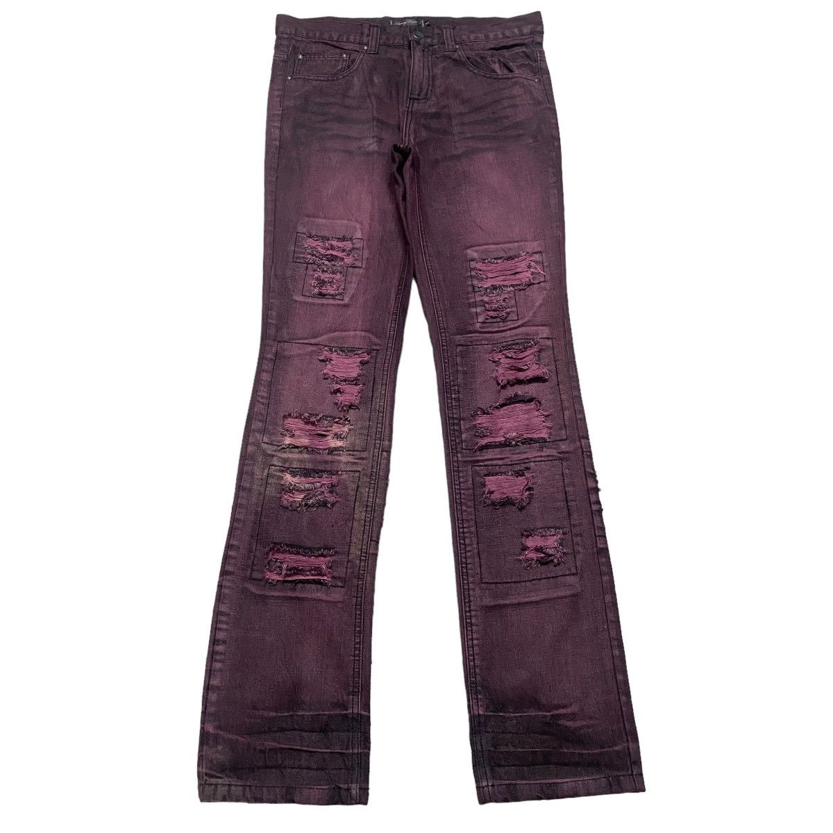 image of If Six Was Nine Saucy Cool Wine Red Distressed Jeans, Men's (Size 32)
