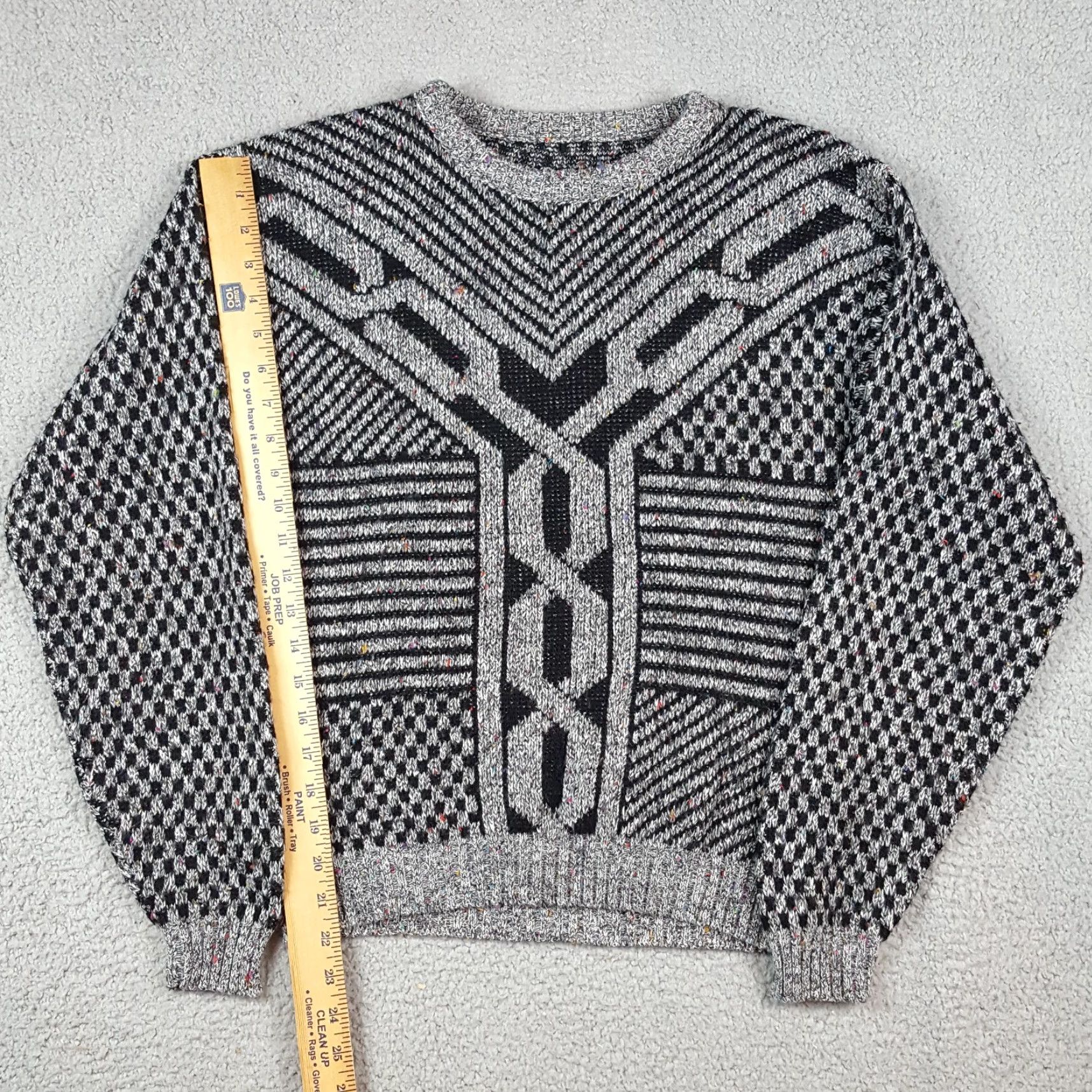 Vintage Vintage Women's Pullover Sweater Knit 80s Preppy Geometric Acid Wash Gray Size M Size M / US 6-8 / IT 42-44 - 7 Thumbnail