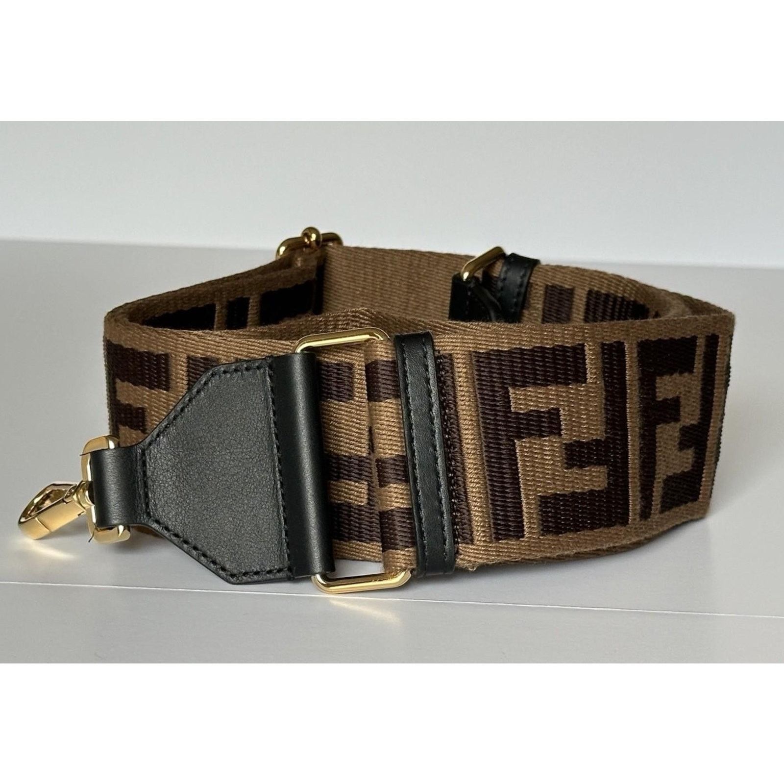 Fendi FENDI FF Logo Adjustable Strap Brown Italy NWT $980 Size ONE SIZE - 3 Thumbnail