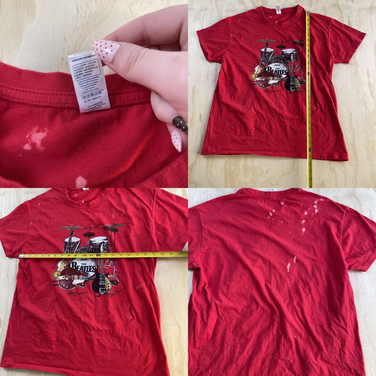 Vintage The Beatles Shirt Womens XL Red Drum Kit Guitars Graphic Band Tee T-Shirt Size XL / US 12-14 / IT 48-50 - 8 Thumbnail