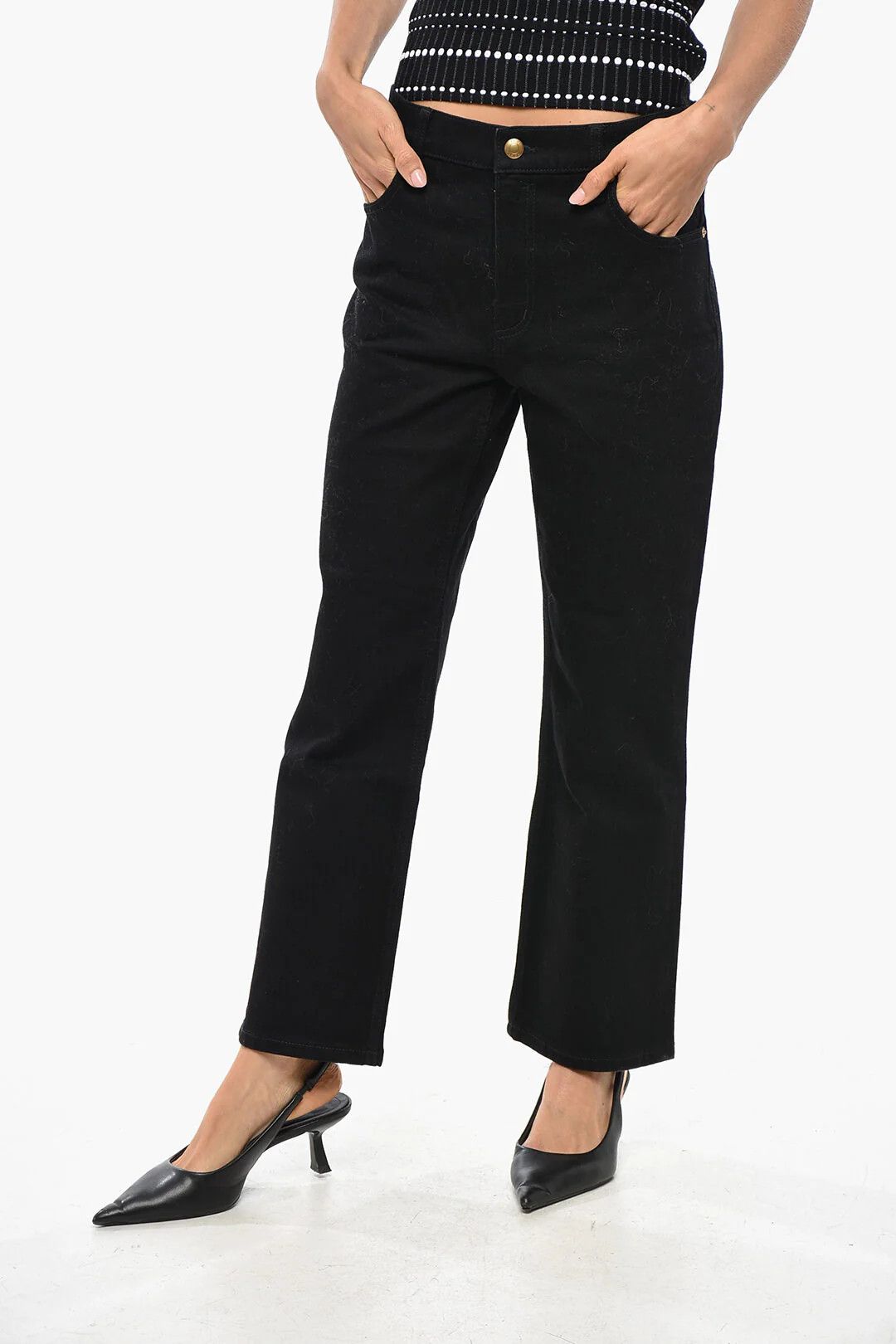 Tory Burch og1mm0426 Dark-Wash Jeans in Black Size 25" / US 0 / IT 36 - 1 Thumbnail