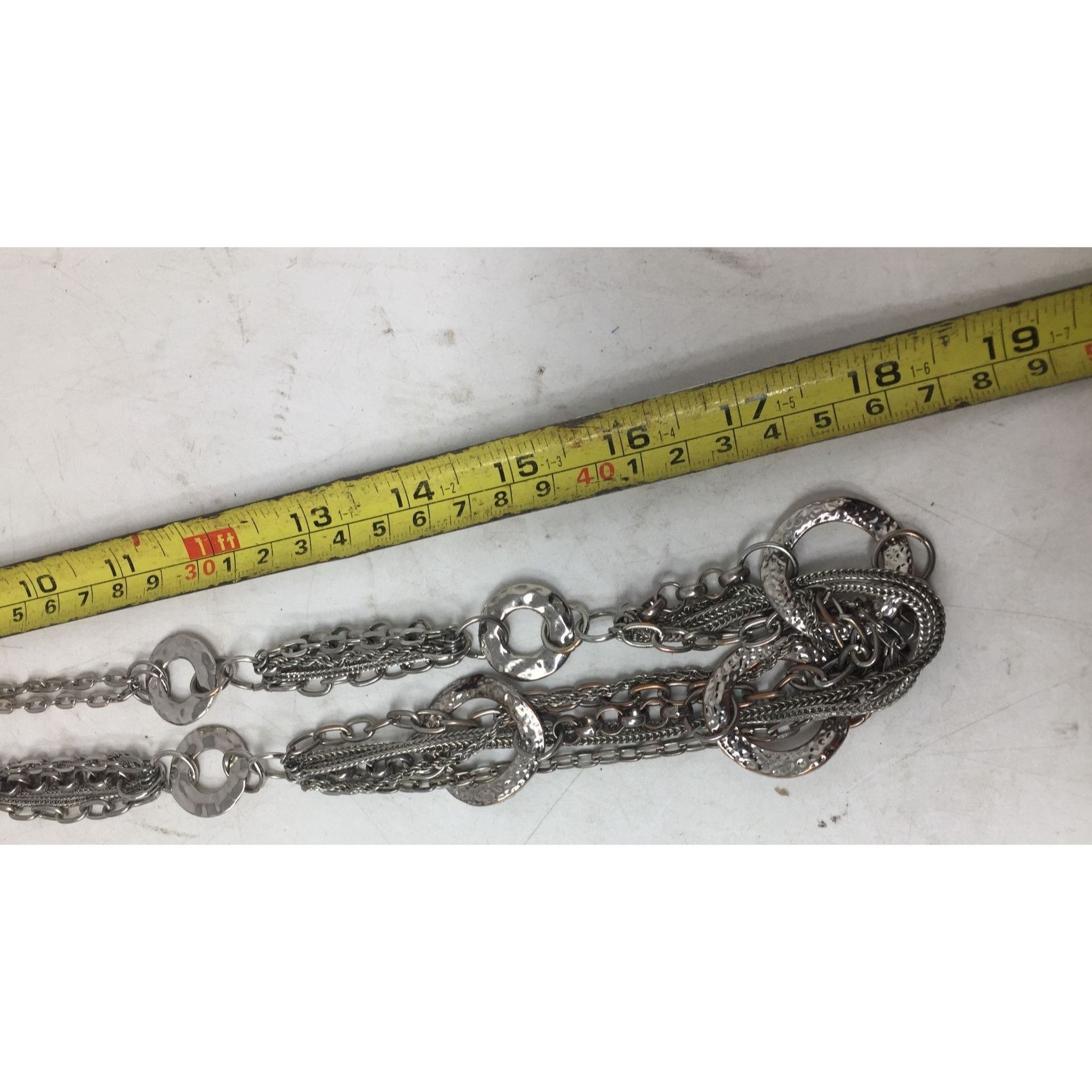 Other Women's Silver Tone Multi Chain Necklace with Circles Size ONE SIZE - 5 Thumbnail