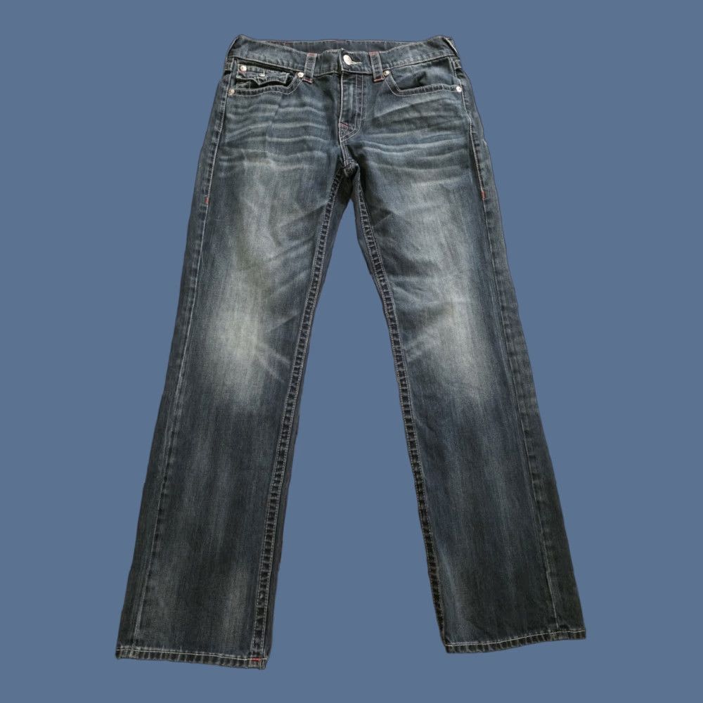 True Religion True Religion Jeans Men's Size 34 Straight Flap Pocket Blue NICE EUC Size US 35 - 1 Thumbnail