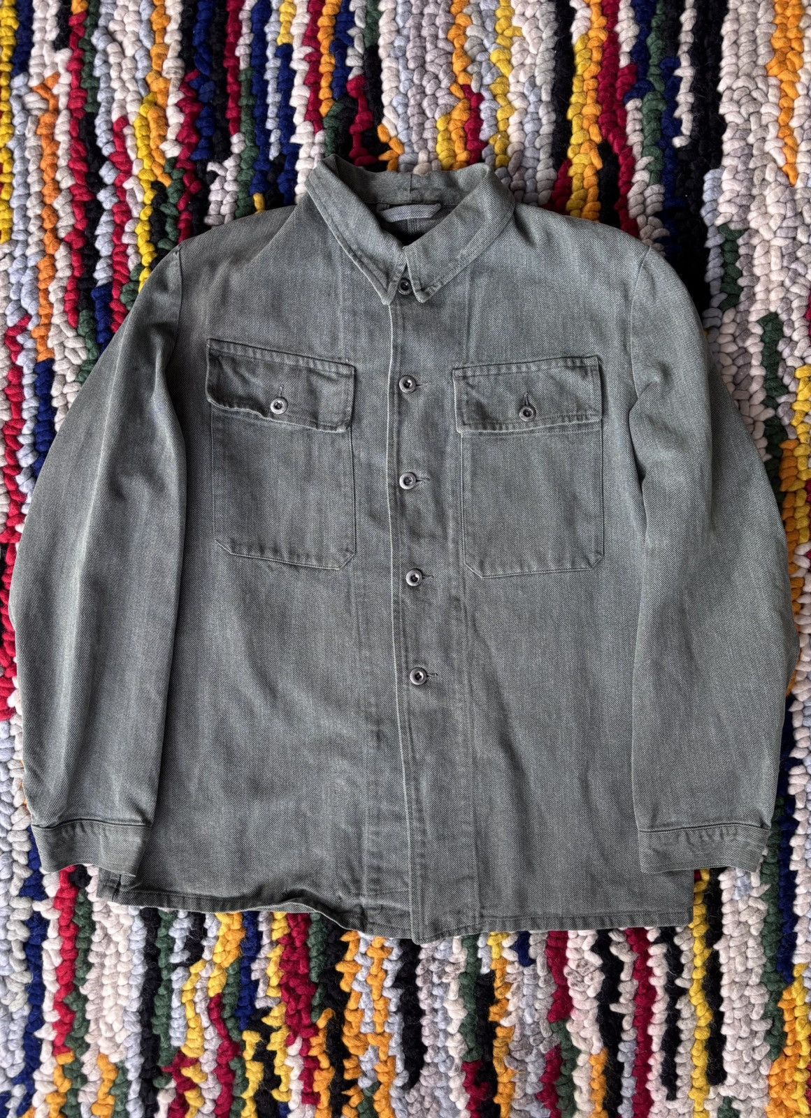 Vintage 1960s Swiss Military Denim Jacket Size US L / EU 52-54 / 3 - 1 Thumbnail