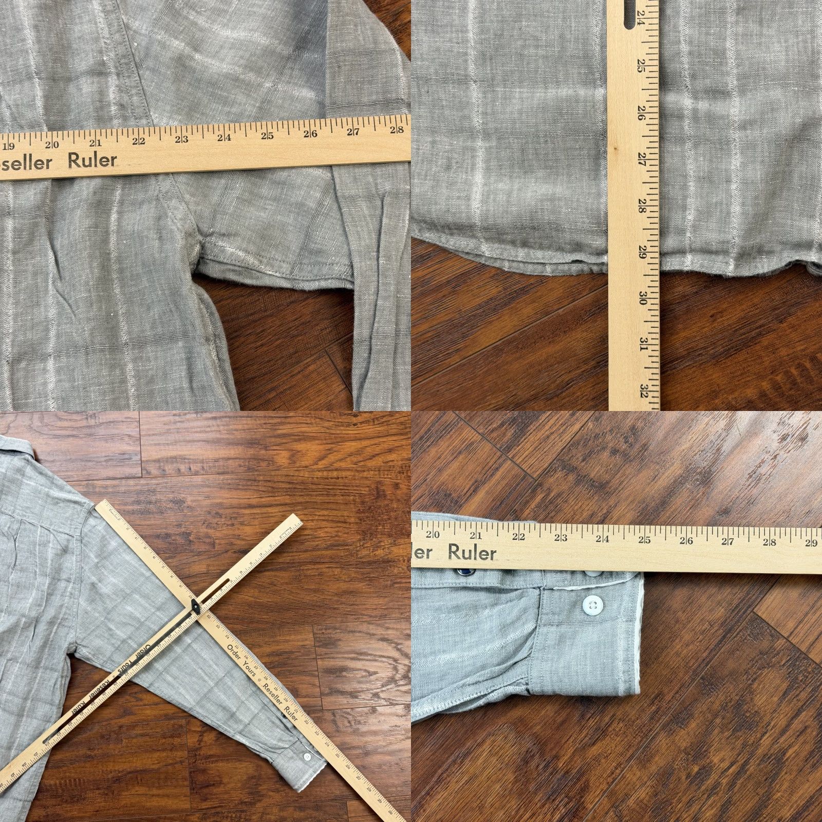 Vintage 32 Bar Blues Shirt Mens XL Gray Linen Plaid Long Sleeve Lightweight Button-Up with Pockets Size US XL / EU 56 / 4 - 8 Thumbnail