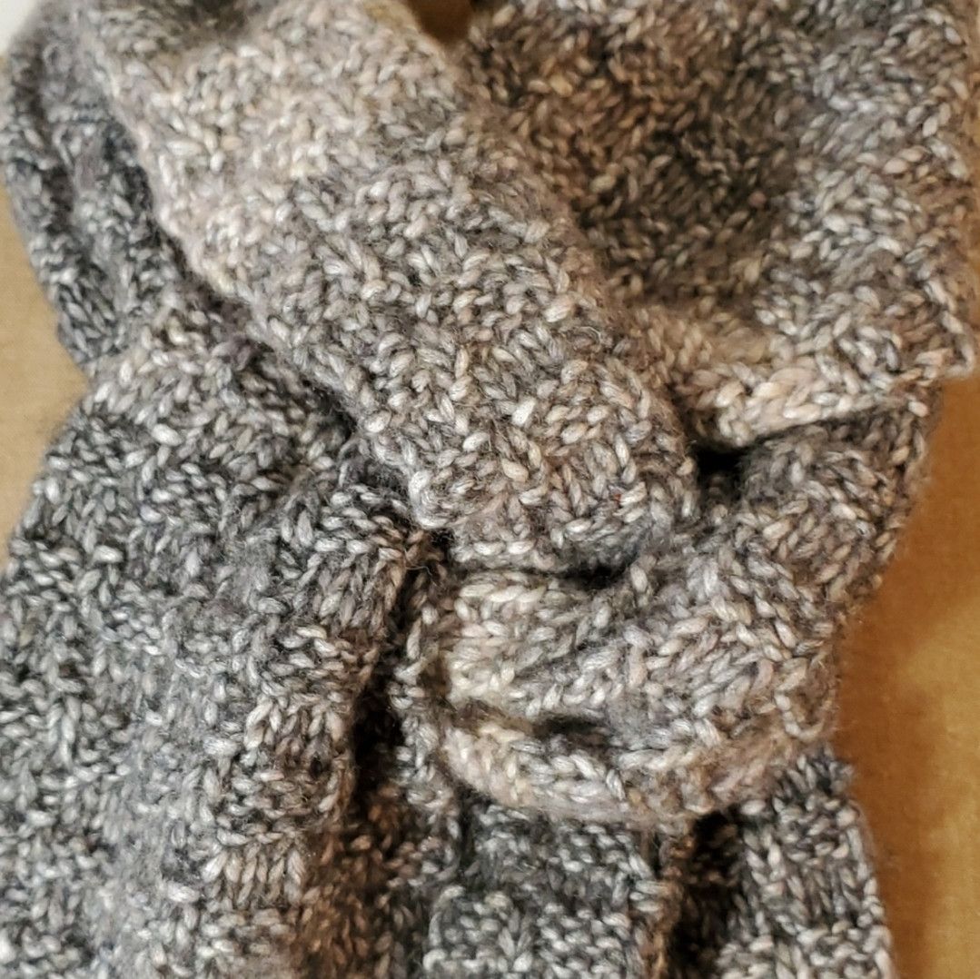 Handmade Handknit 74x5" Scarf Knit Grey Waffle Stitch Ombre Soft Size ONE SIZE - 5 Thumbnail