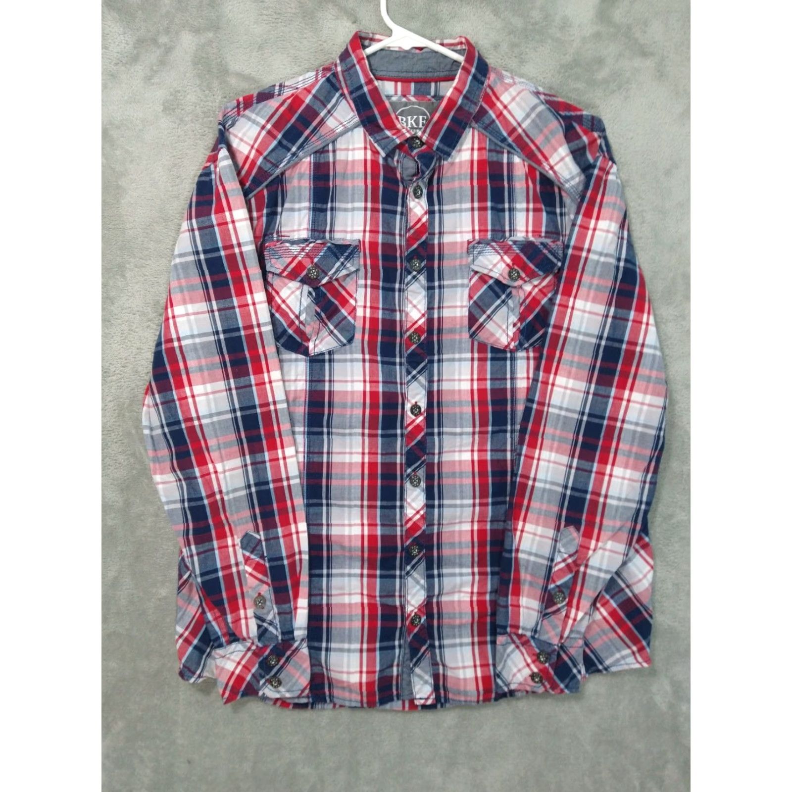 Vintage BKE Buckle Shirt Mens Large Red Plaid Button Up Long Sleeve Relaxed Fit Western Size US L / EU 52-54 / 3 - 2 Thumbnail