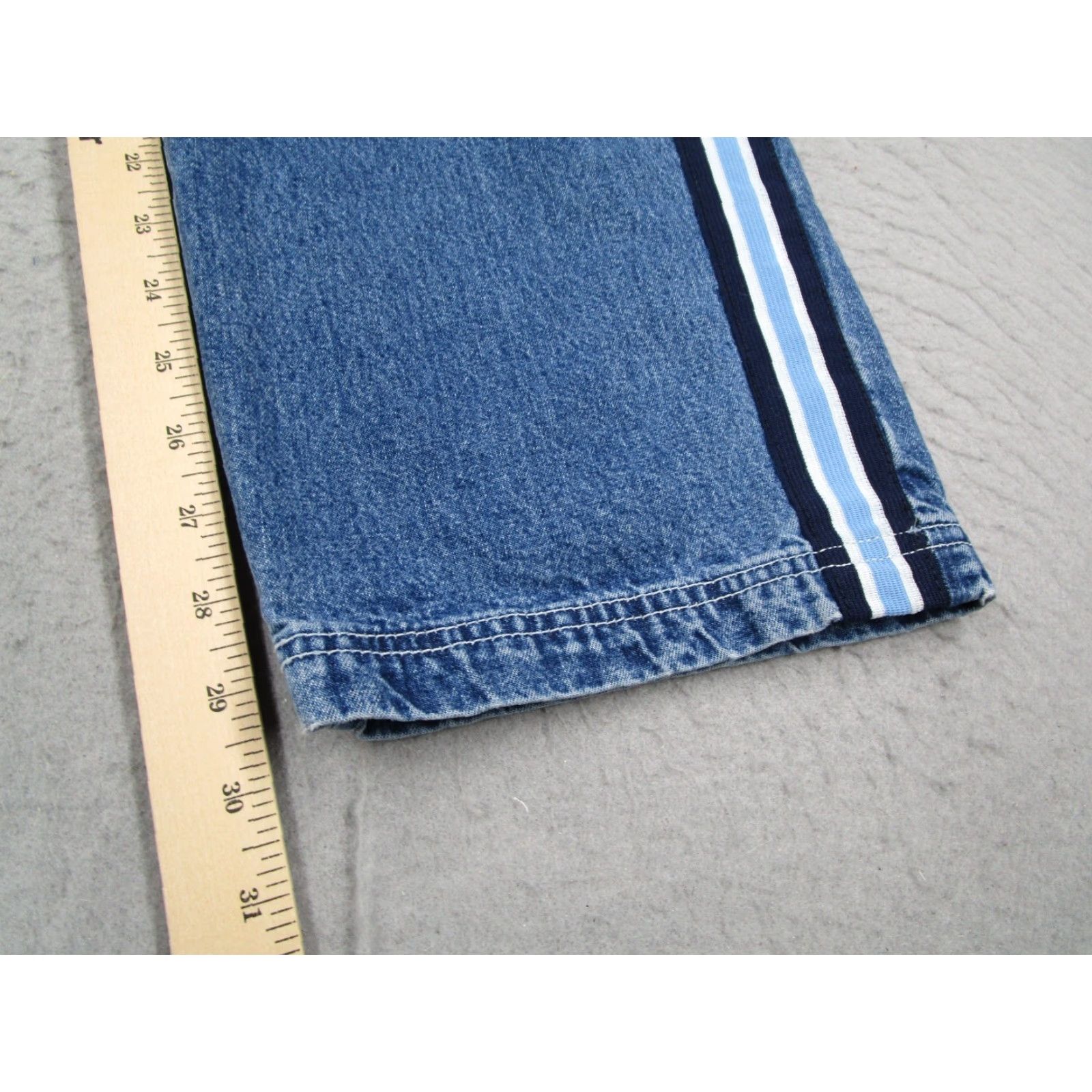 Denime VINTAGE Revolt Denim Overalls Women M Blue Bib 100% Cotton Striped Trim 90s Overall Size 32" / US 10 / IT 46 - 6 Thumbnail