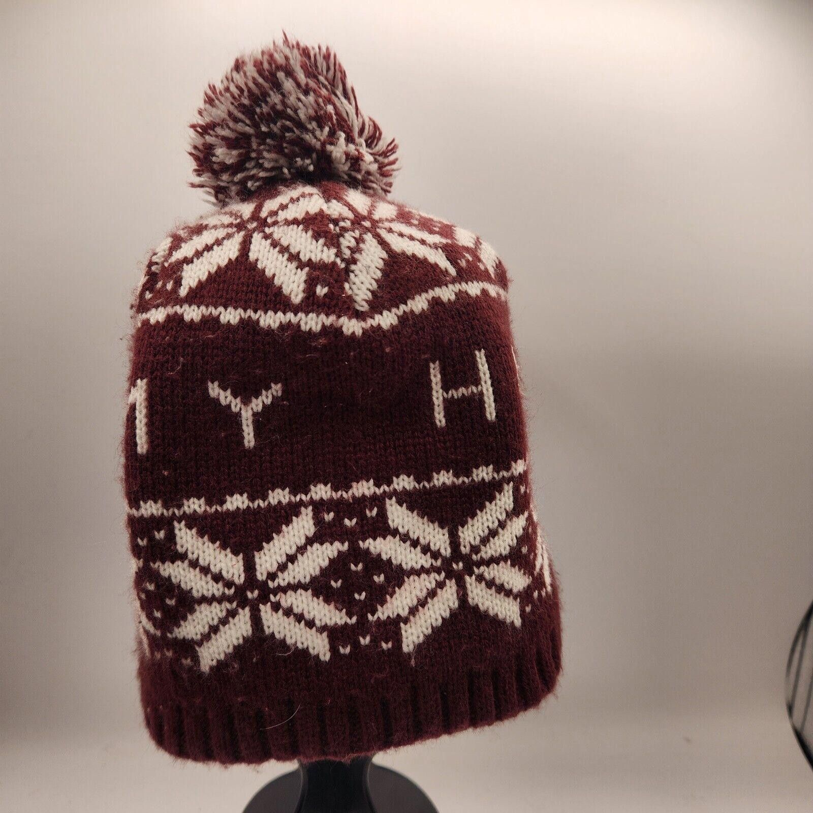 Tommy Hilfiger Tommy Hilfiger Knit Pom Beanie Maroon Unisex Size ONE SIZE - 2 Thumbnail