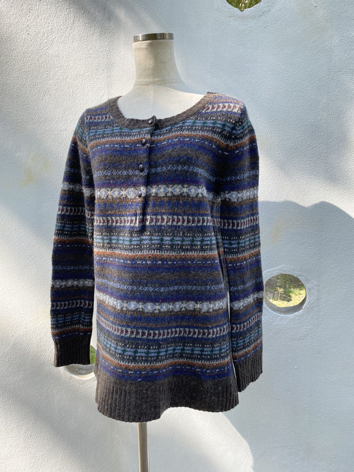 Journal Standard JOURNAL STANDARD Blue-Brown Fair Isle Wool Cardigan Size M / US 6-8 / IT 42-44 - 6 Thumbnail