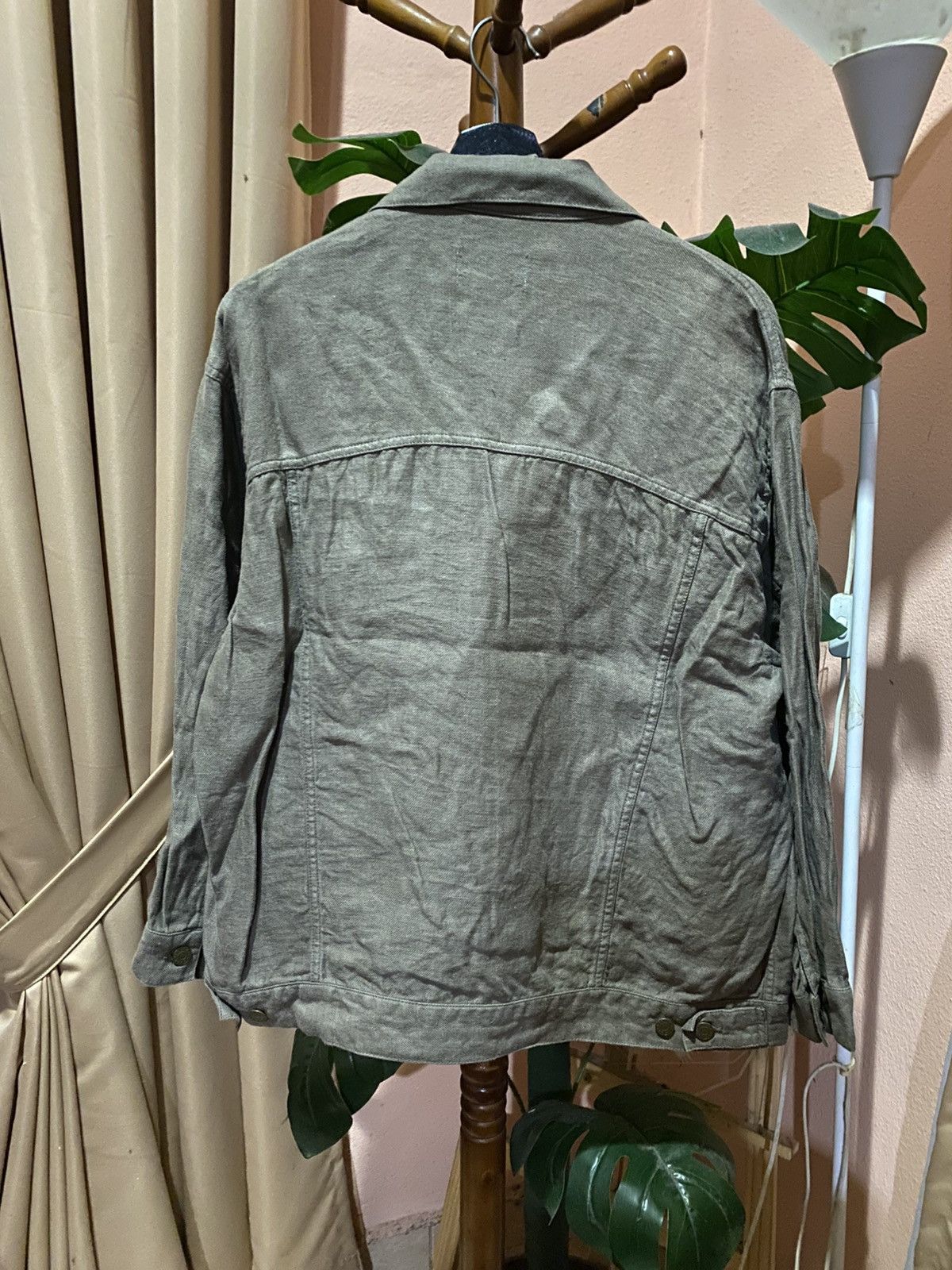 Japanese Brand Mila Owen Women’s 100% Pure Linen Utility Jacket –Earth-Tone Size ONE SIZE - 7 Thumbnail