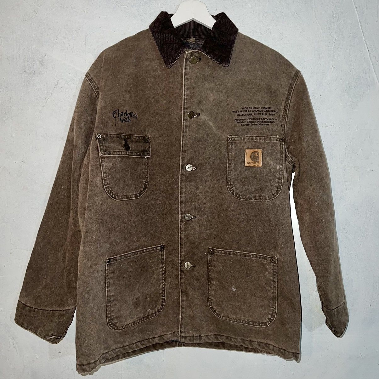 image of Carhartt 2005 Charlottes Web Movie Jacket in Brown, Men's (Size Medium)