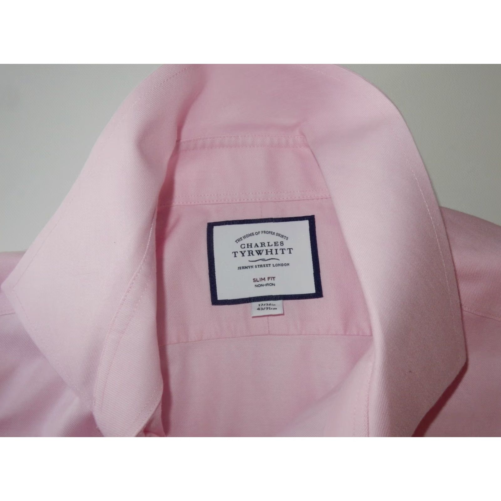 Charles Tyrwhitt Charles Tyrwhitt Dress Shirt 17 36 Slim Long Sleeve Pink Mens Regular Size 17-36 Solid Fit Redesign Size 46R - 2 Thumbnail