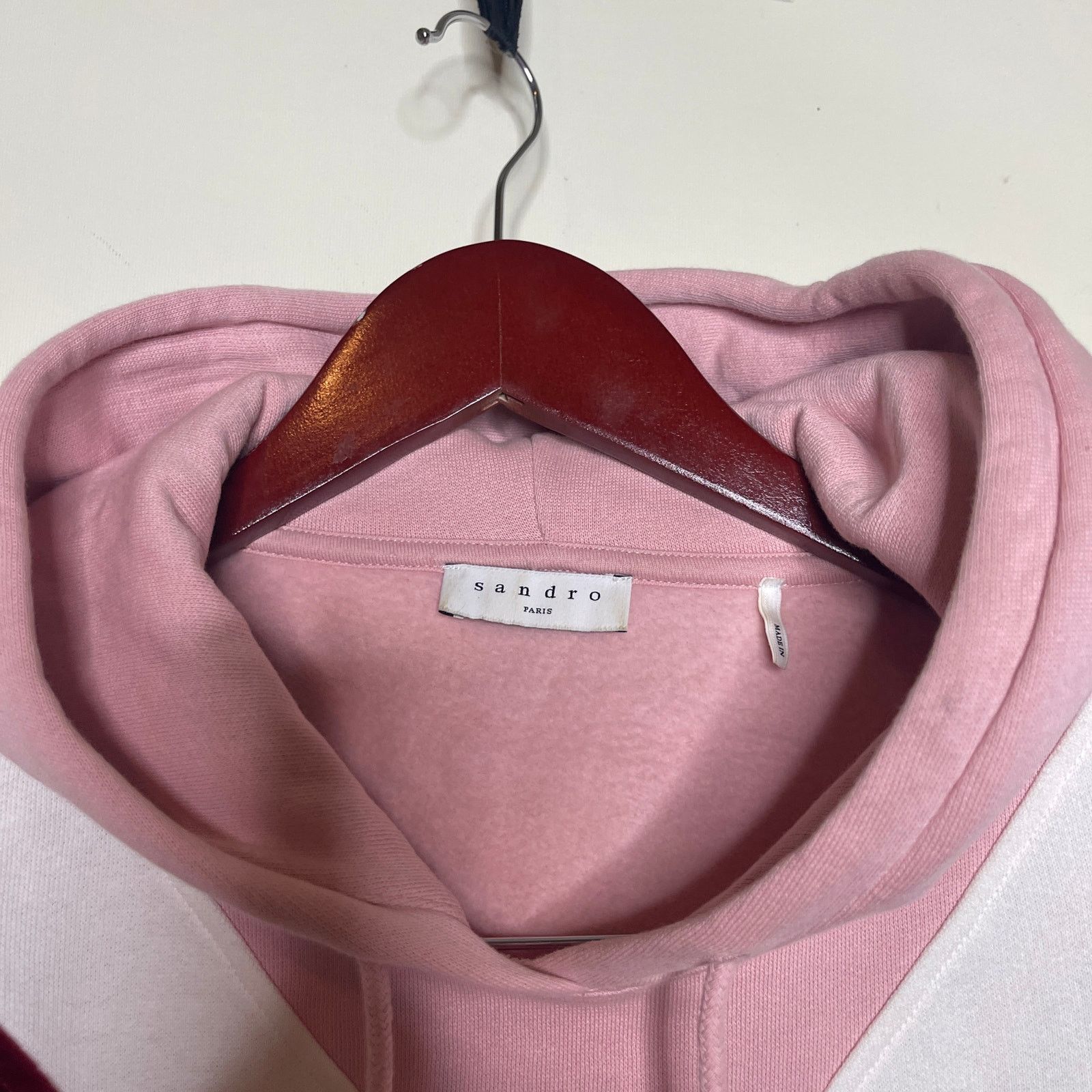 Sandro Sandro Gena Pink Velvet Chevron Hoodie Sz 0 XS Size XS / US 0-2 / IT 36-38 - 3 Thumbnail