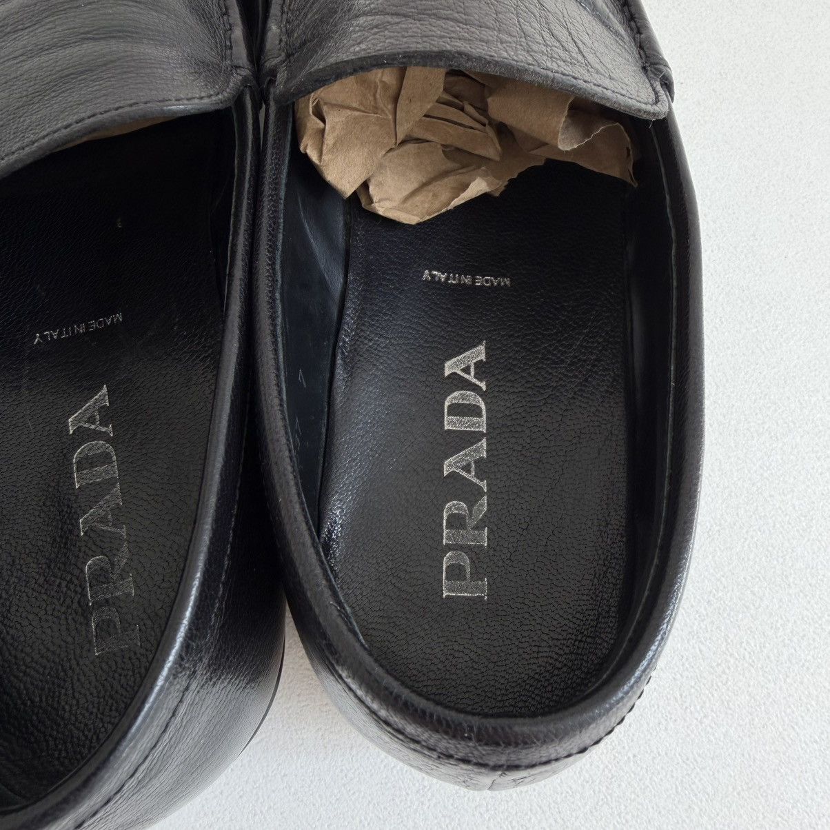 Prada Tumbled Black Leather ‘Low Profile’ Loafers Size US 9 / EU 42 - 8 Thumbnail