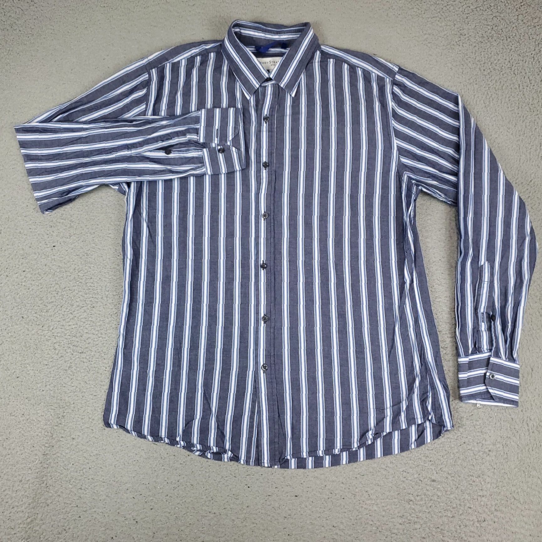 Vintage Teddy Stratford Shirt Mens Size 4 Blue Striped Zip Up Button Long Sleeve Casual Size US S / EU 44-46 / 1 - 2 Thumbnail