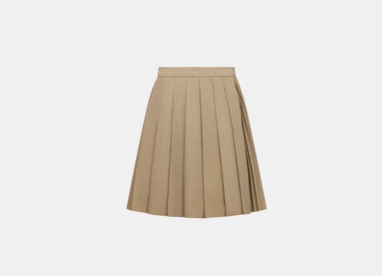 Dior o1w1db10425 351J33A Pleated Mini Skirt in Beige Size 25" / US 0 / IT 36 - 1 Thumbnail