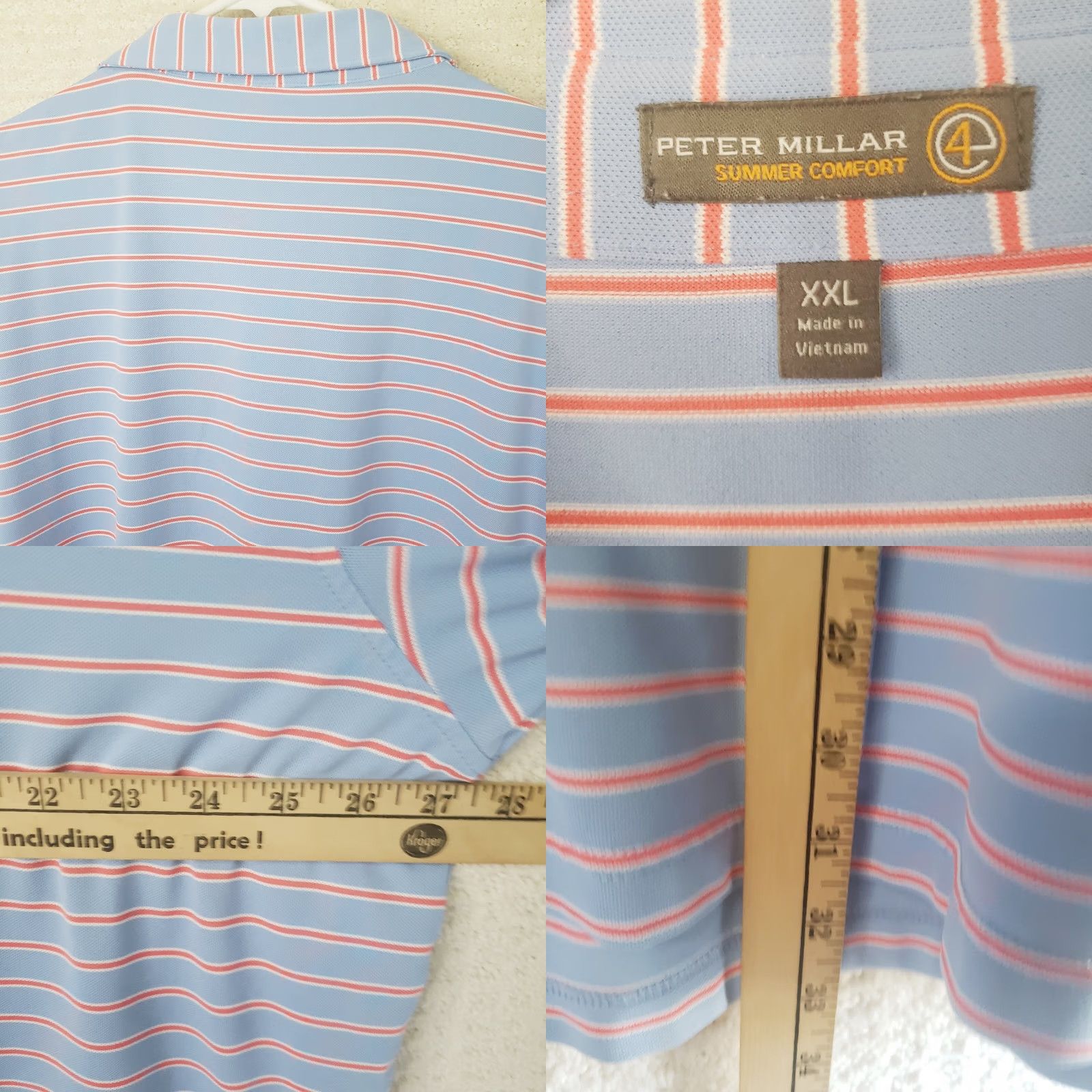 Peter Millar VINTAGE Peter Millar Shirt Mens 2XL Blue Striped Polo Short Sleeve Golf Casual Comfort Summer Performance All Seasons Stretch Knit Size US XXL / EU 58 / 5 - 8 Thumbnail