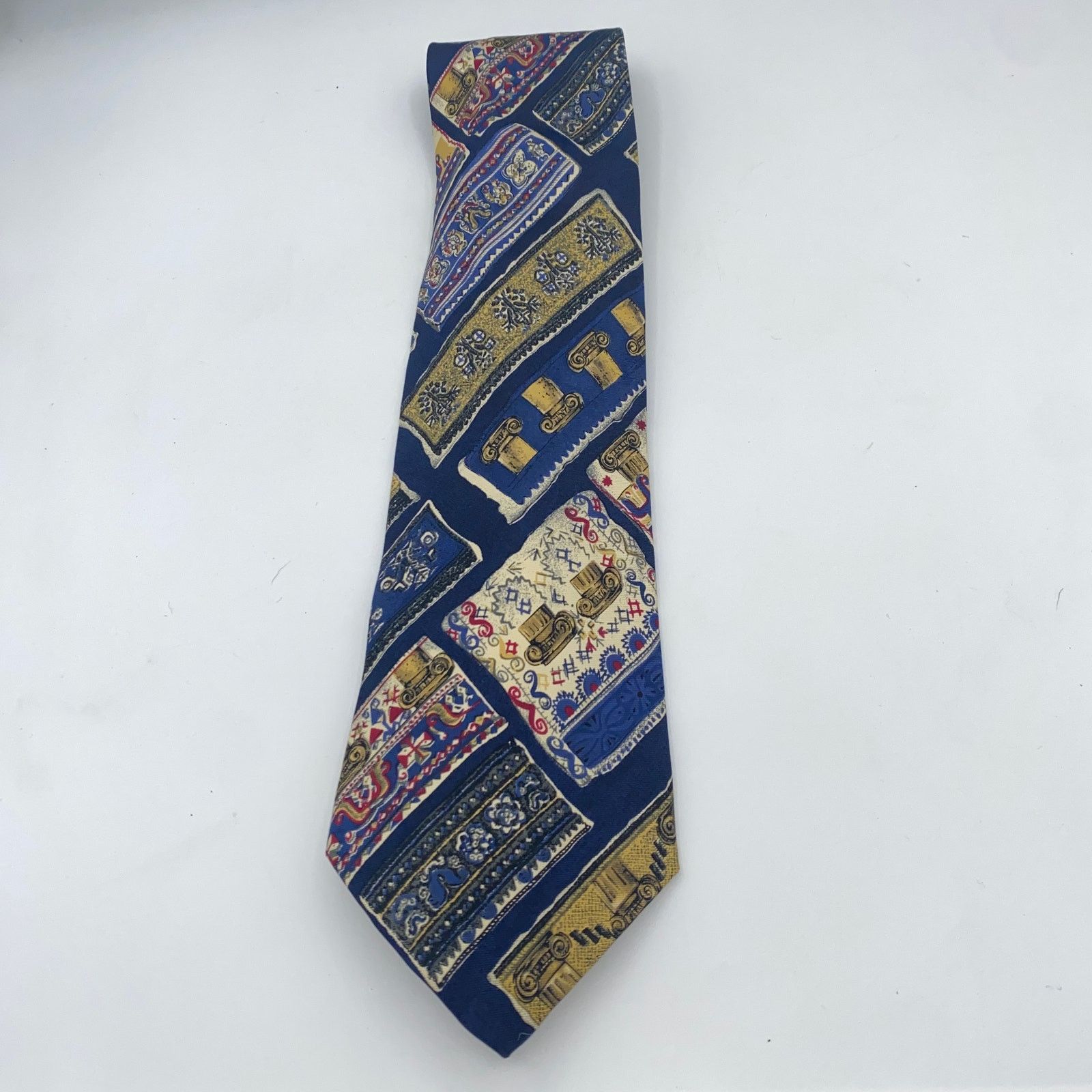 Structure Structure 100% Silk Italian Blue Gold Red Neck Tie Men's 58" Size ONE SIZE - 1 Thumbnail